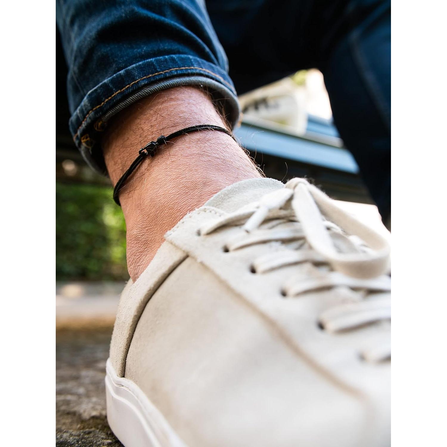 Pulsera de Tobillo Hecha a Mano Nami Ajustable Impermeable Negro