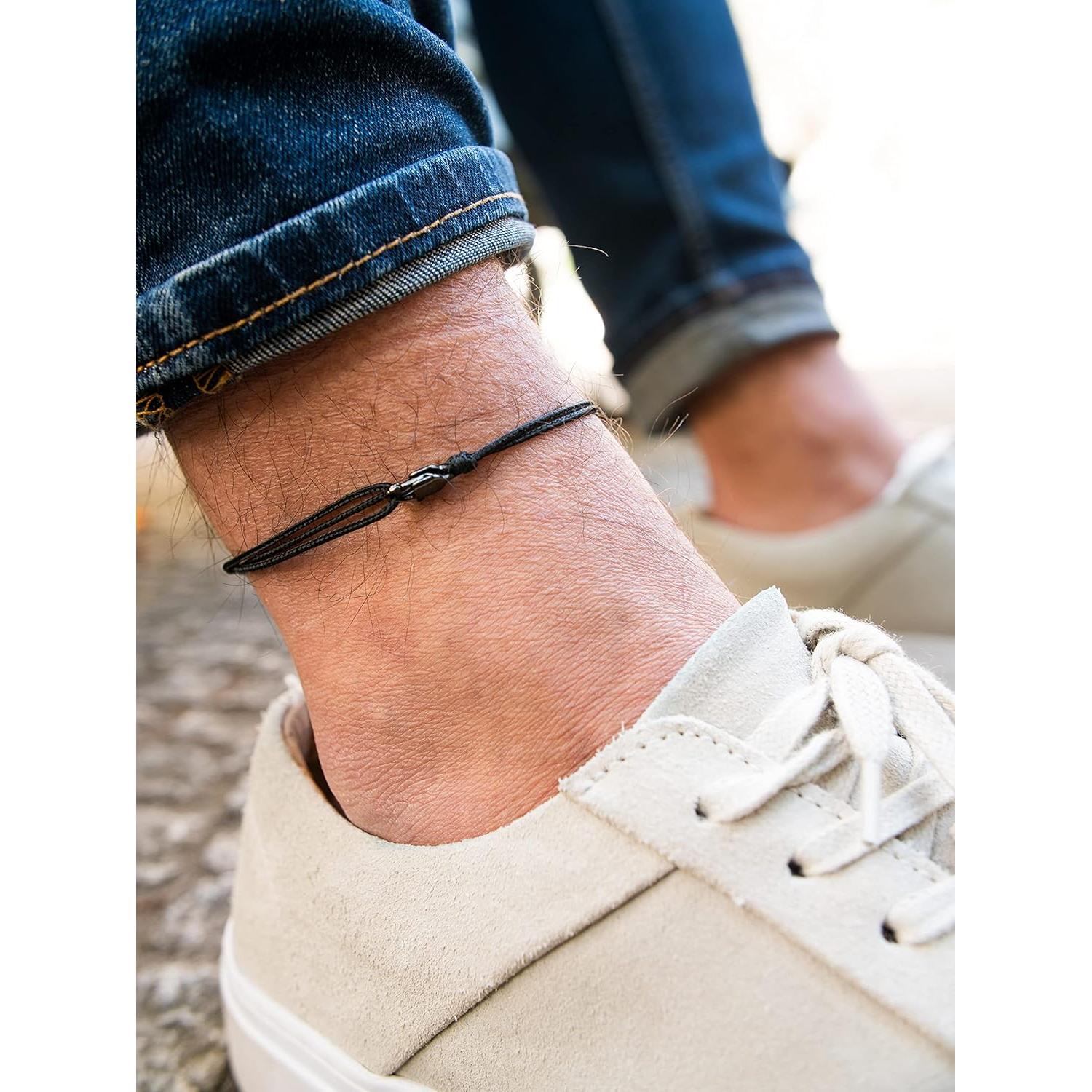 Pulsera de Tobillo Hecha a Mano Nami Ajustable Impermeable Negro