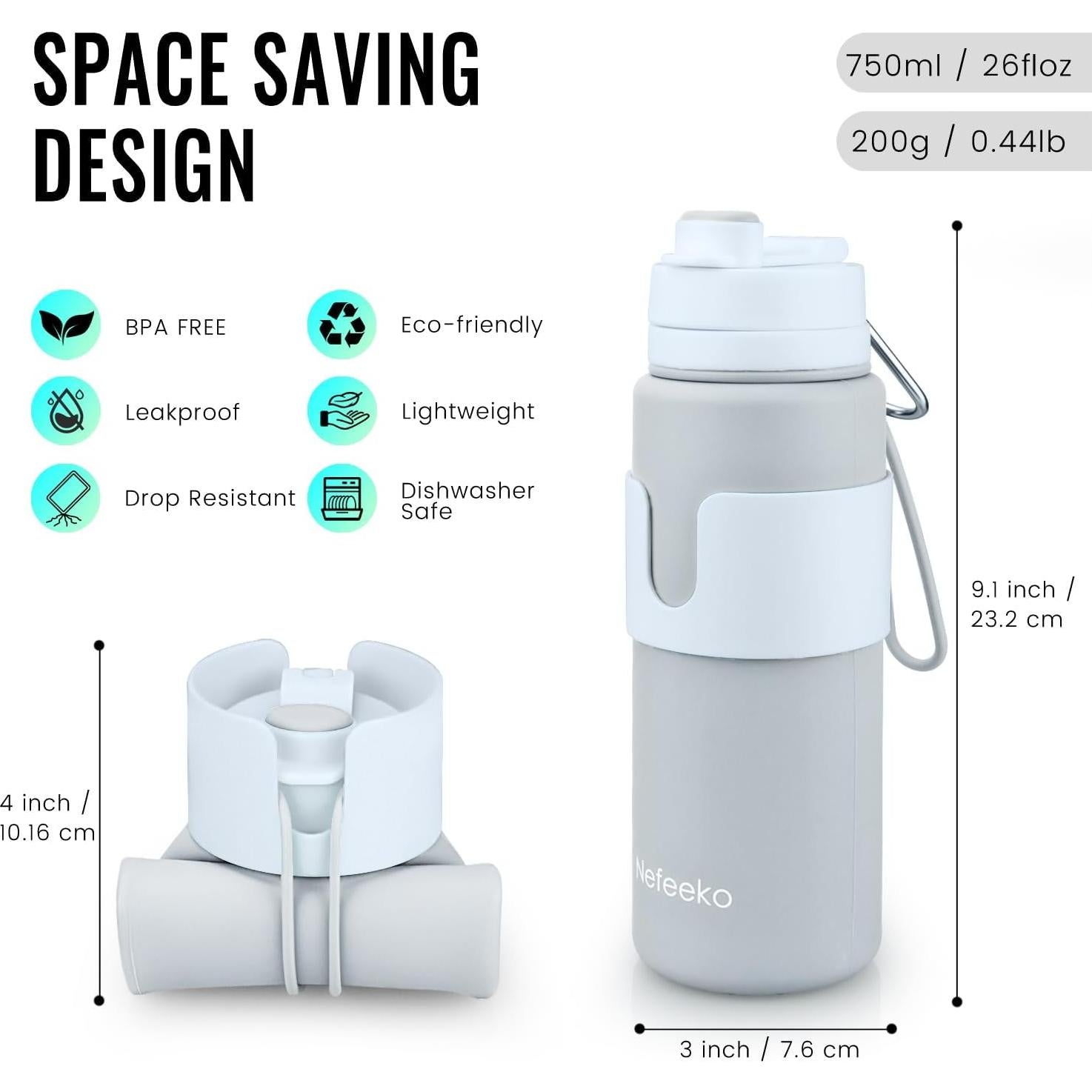 Botella de Agua Plegable Nefeeko S1 PRO 750ml A Prueba de Fugas
