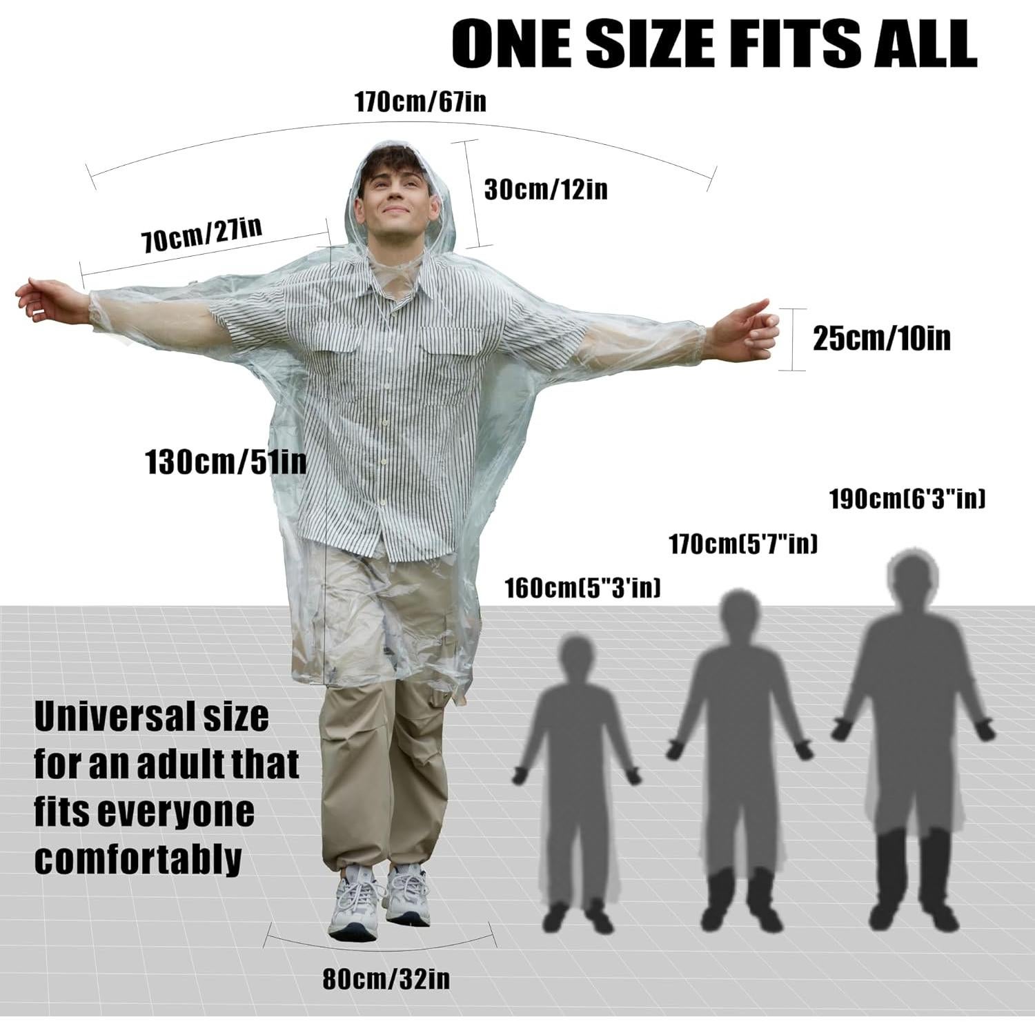 Ponchos Desechables GIISAM para Adultos - 12 Pcs Impermeables