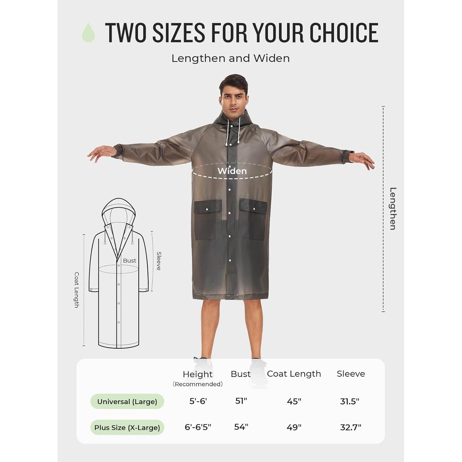 Poncho de Lluvia Reutilizable SaphiRose EVA 1pack Adultos