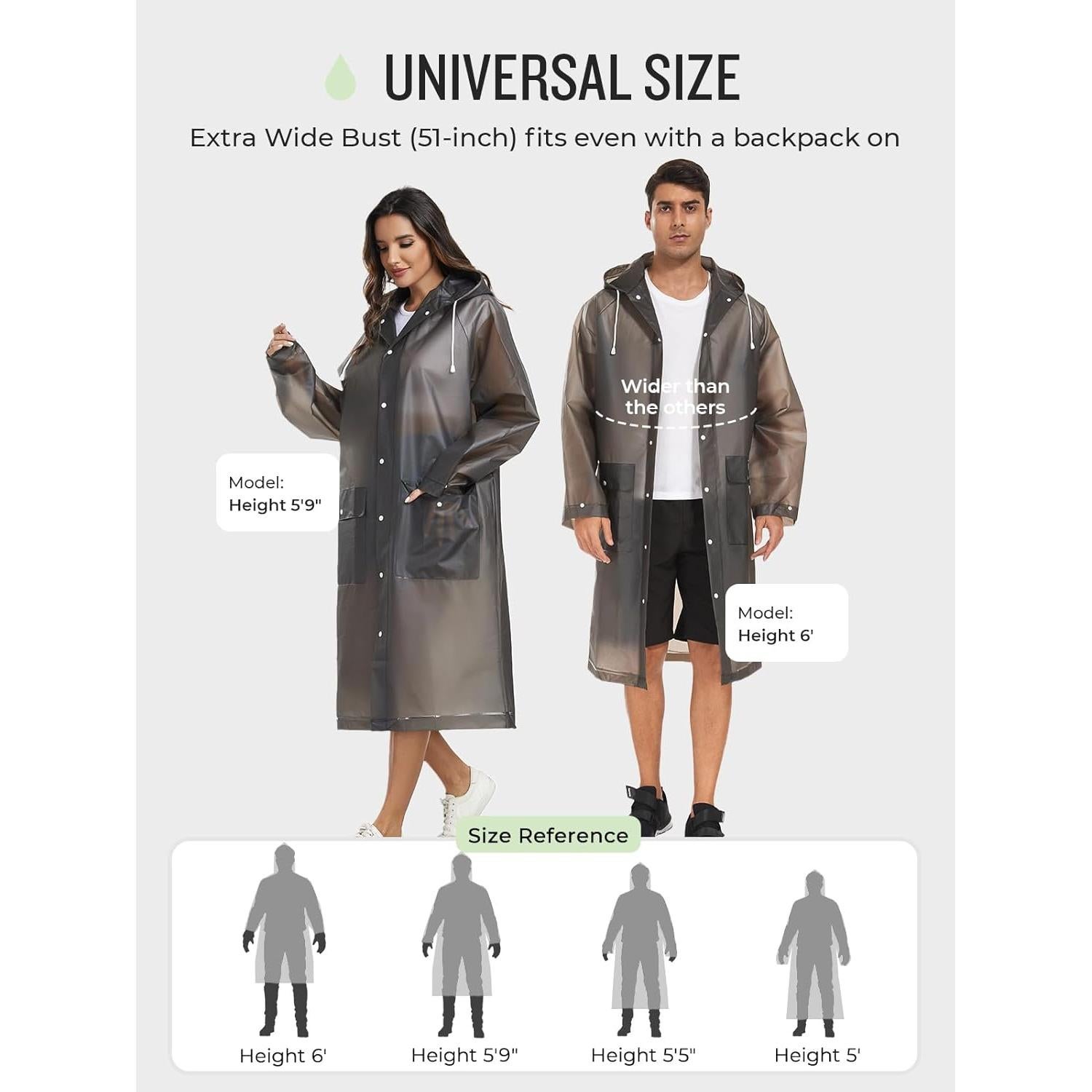 Poncho de Lluvia Reutilizable SaphiRose EVA 1pack Adultos