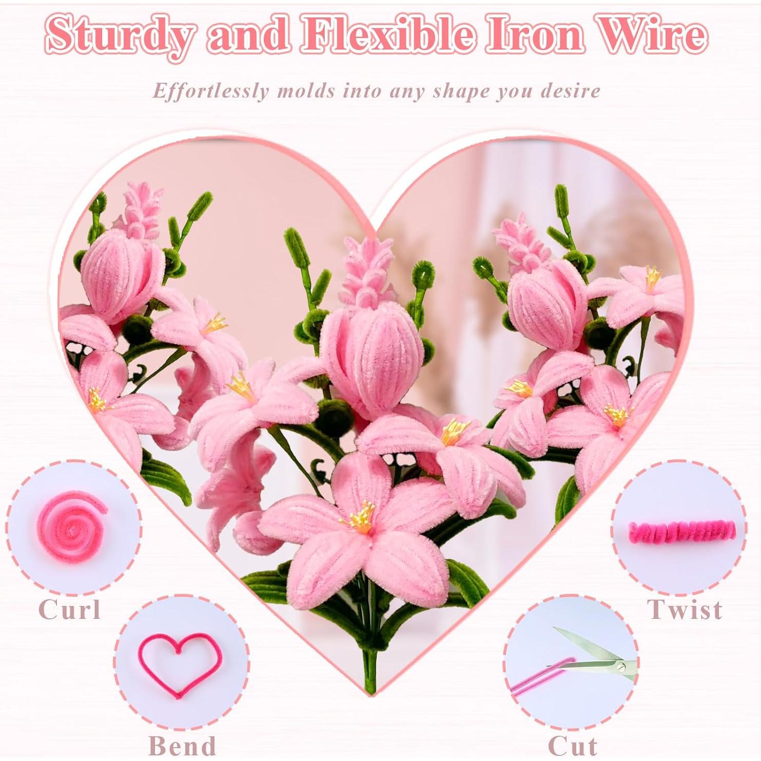 Limpiapipas Yalumo 500 PCS Rosados 30 cm 6 Colores Manualidades