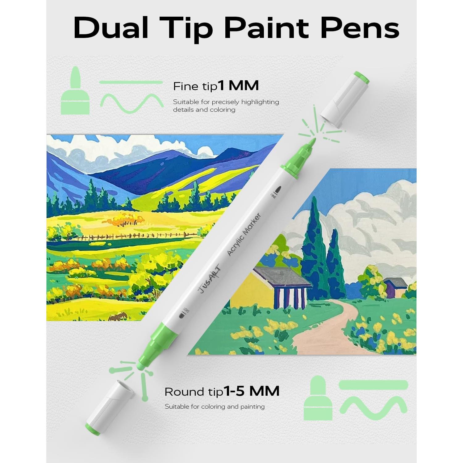 Marcadores de Pintura Acrílica JusArt 24 Colores Doble Punta