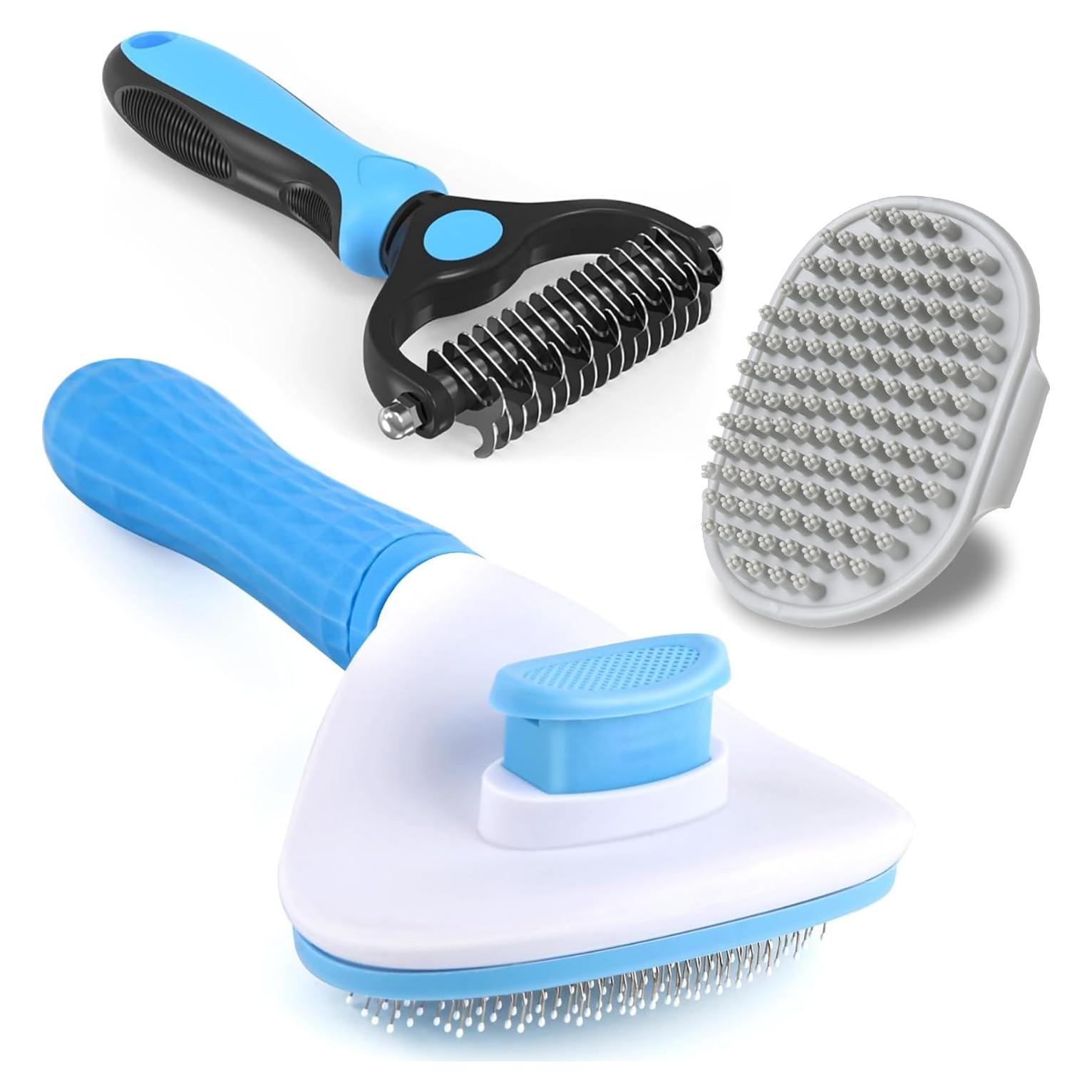 Juego de 3 cepillos para perros Kwispel - Deshedding y baño