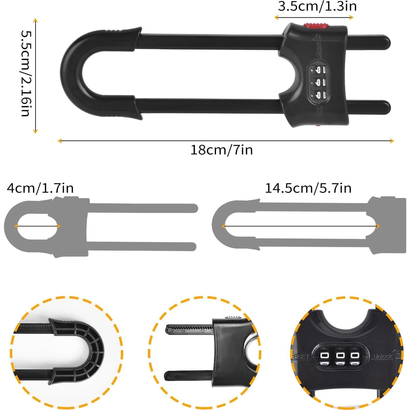Cerraduras Deslizantes para Gabinetes Estrella Xuanxi - Negro