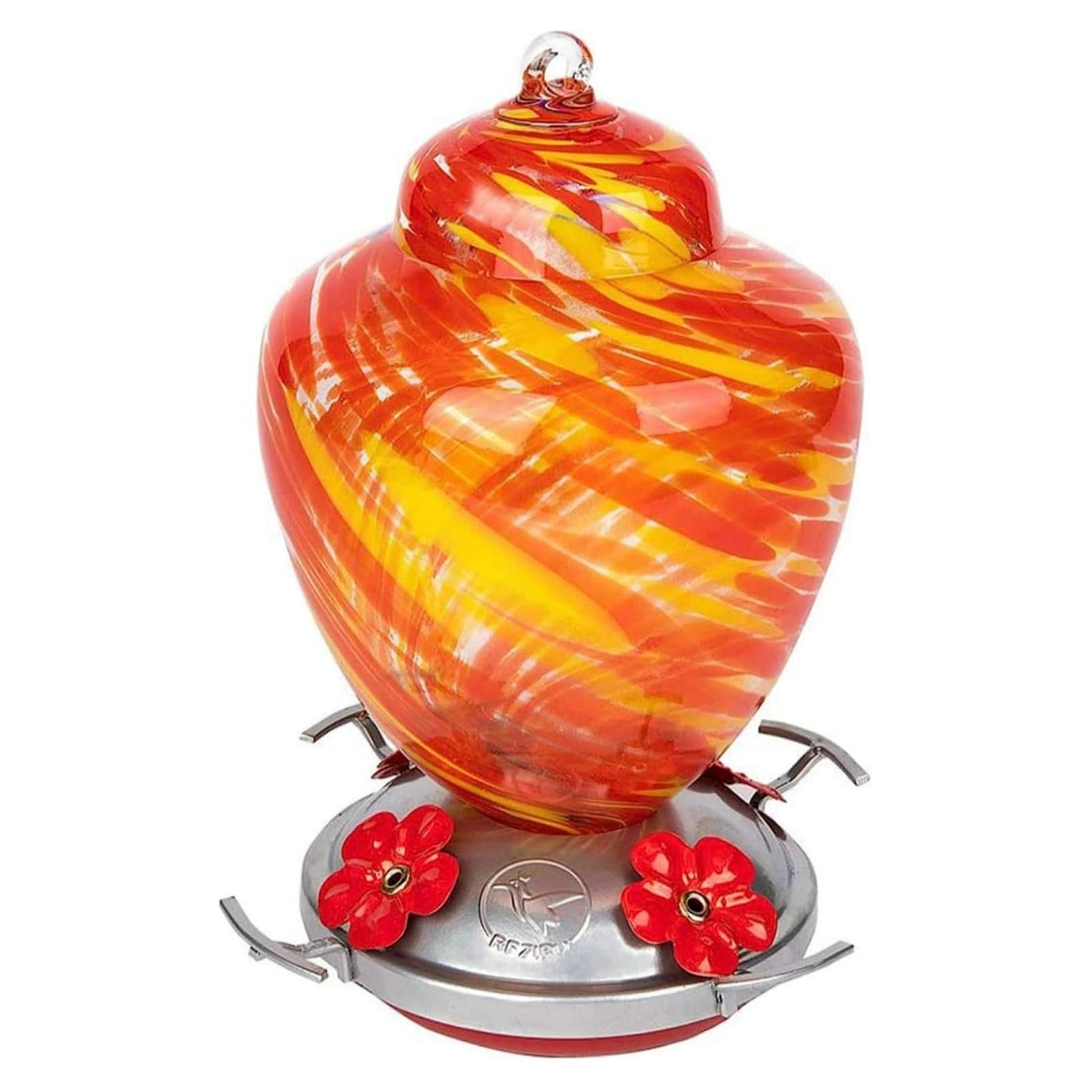 Alimentador de Colibrí REZIPO Vidrio Soplado 1.12L Amarillo