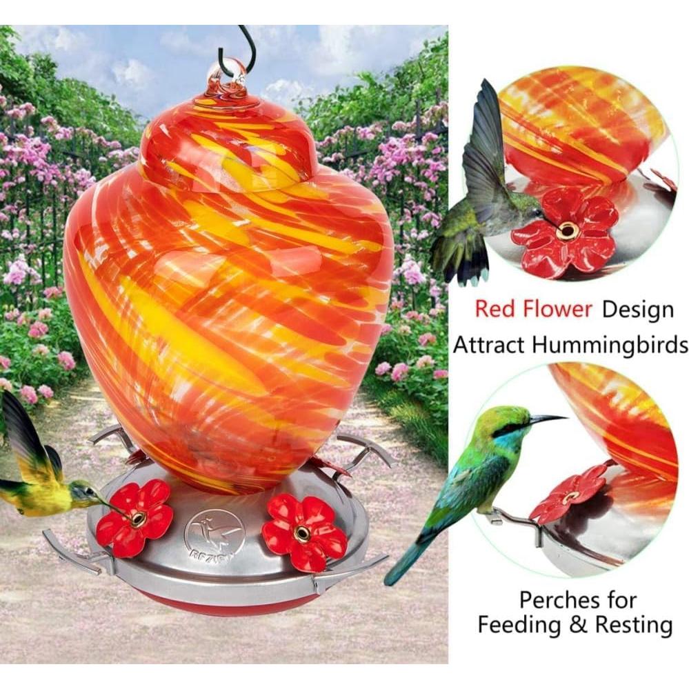 Alimentador de Colibrí REZIPO Vidrio Soplado 1.12L Amarillo