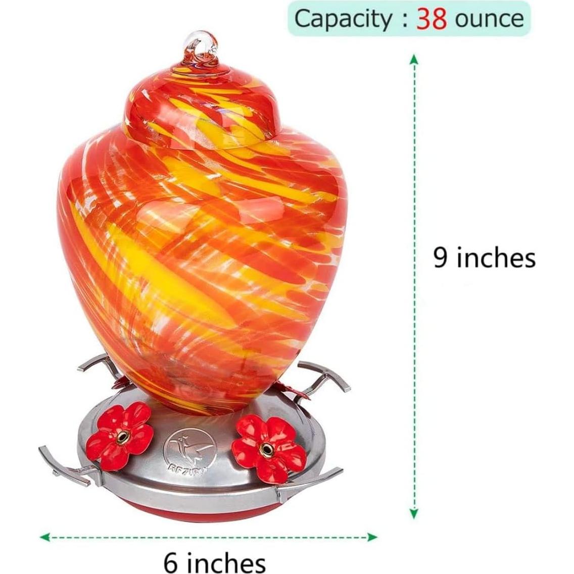 Alimentador de Colibrí REZIPO Vidrio Soplado 1.12L Amarillo