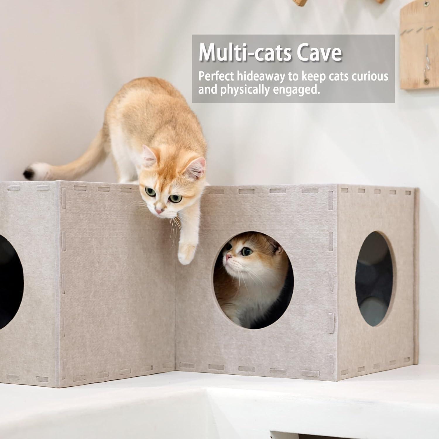 Túnel para Gatos PETKARAY, Cueva de Fieltro Beige, 57x57cm