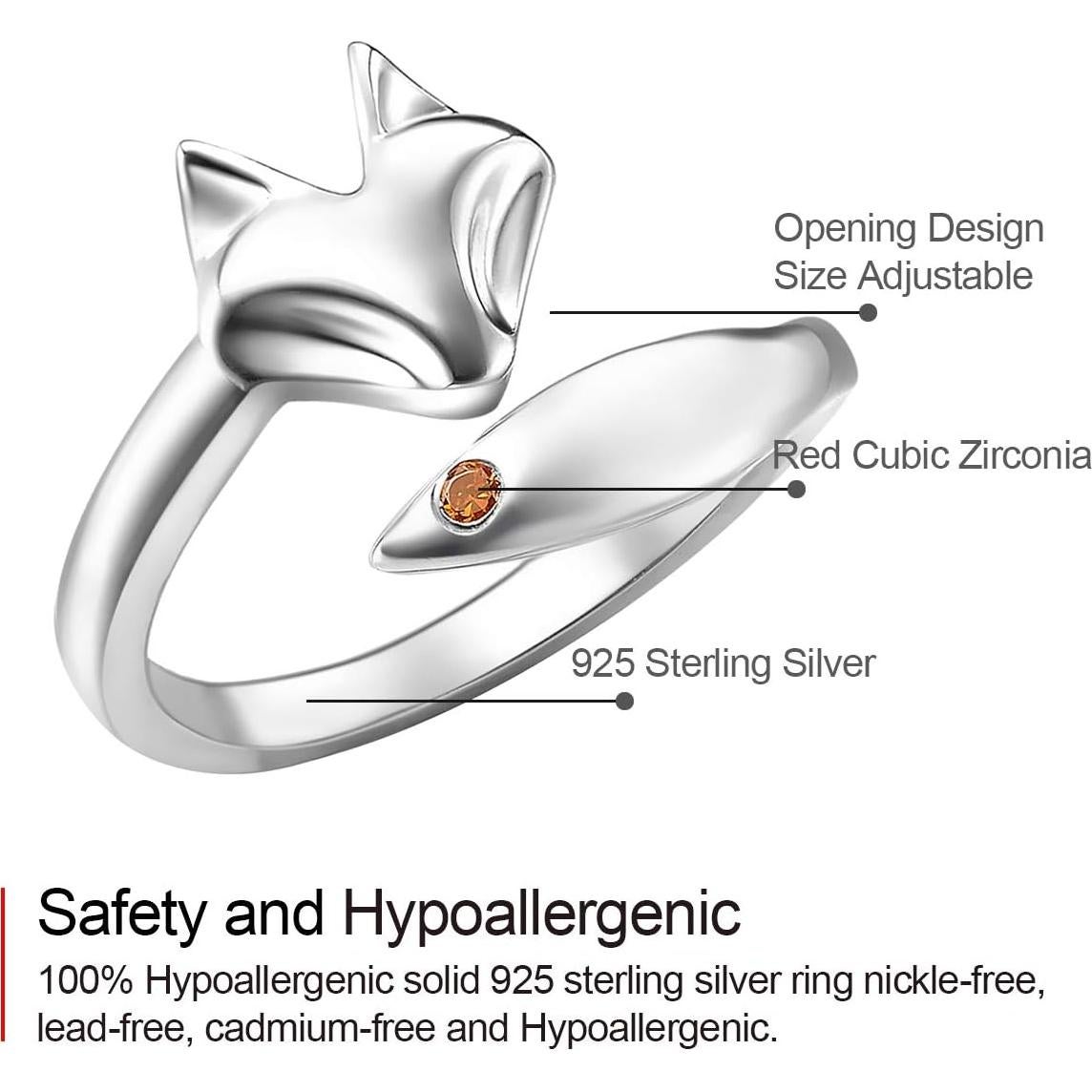 Anillo Abierto de Zorro Jewever en Plata Esterlina 925