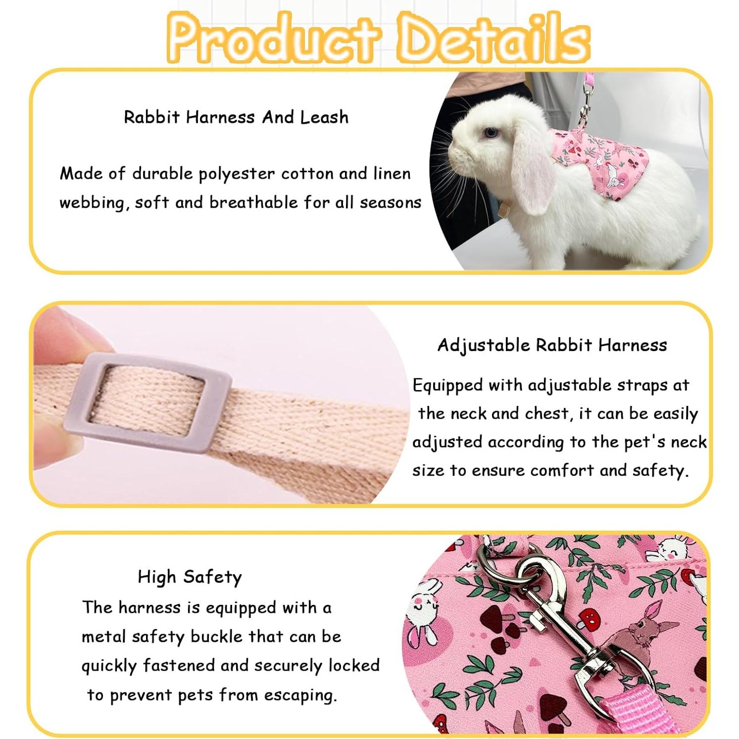 Conjunto Arnés y Correa Wallspet para Conejos y Mascotas Pequeñas