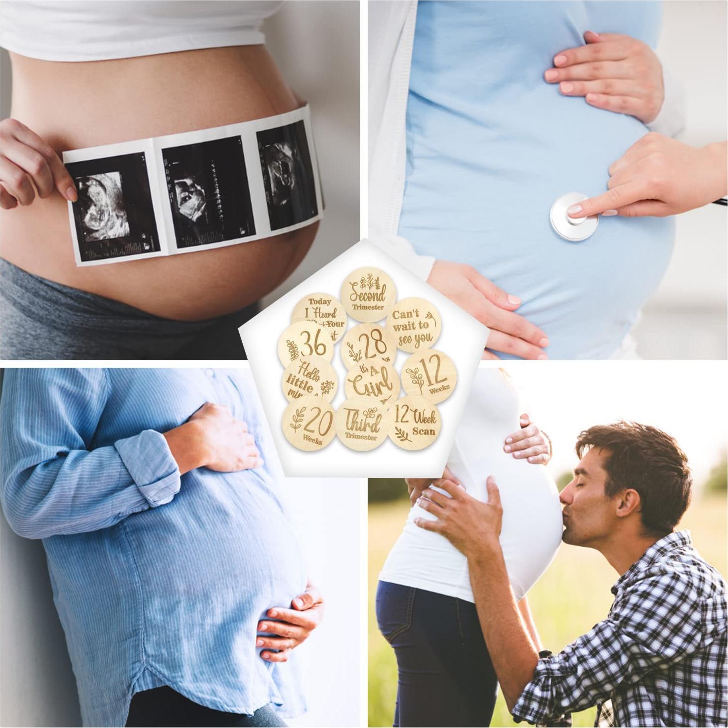 Marcadores de Hitos del Embarazo de Madera Malihome - 13 Discos