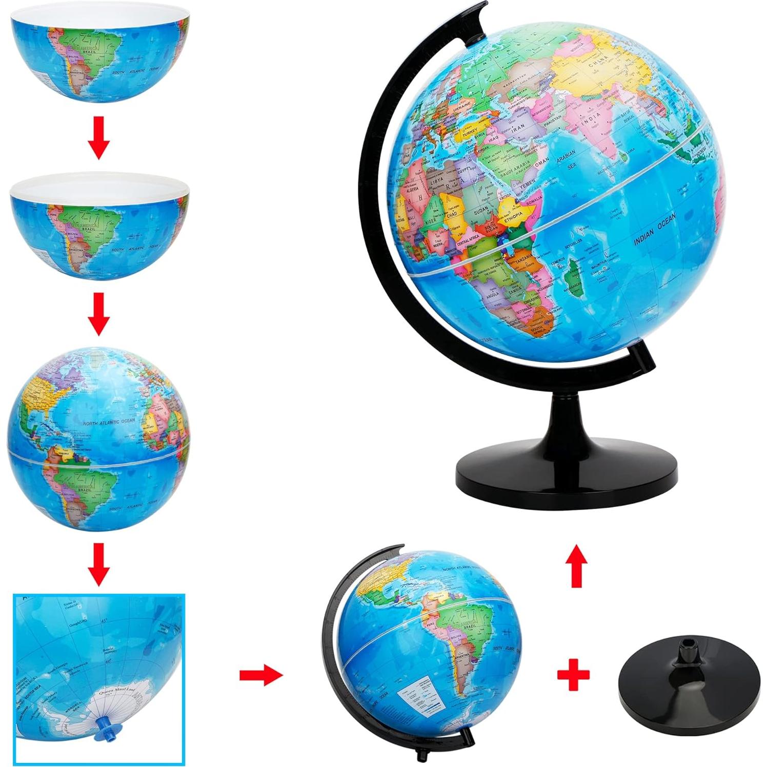 Globo Terráqueo Educativo Exerz 10" Autoensamblado