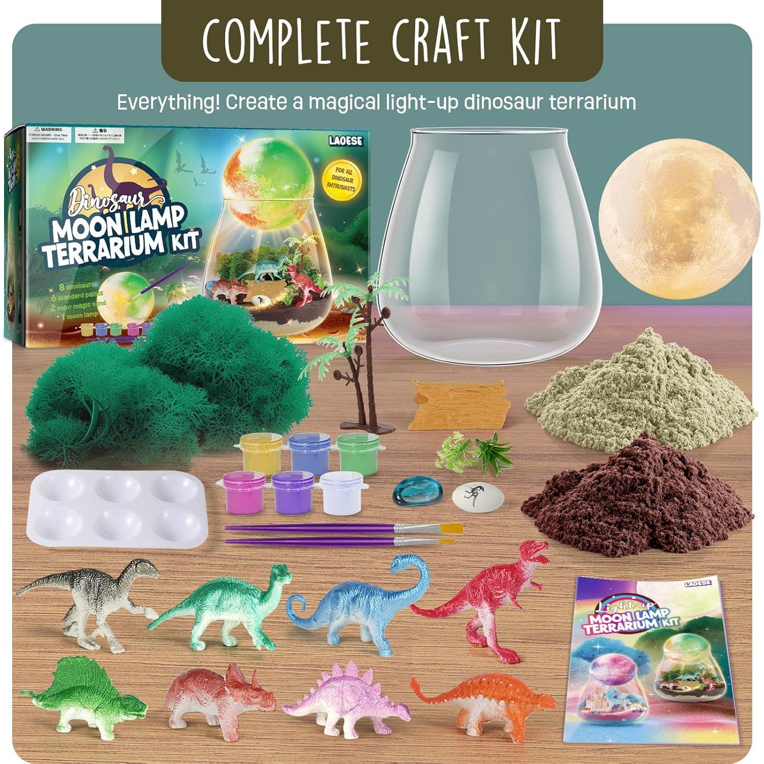 Kit de Terrario de Dinosaurios LAOESE con Lámpara Lunar DIY