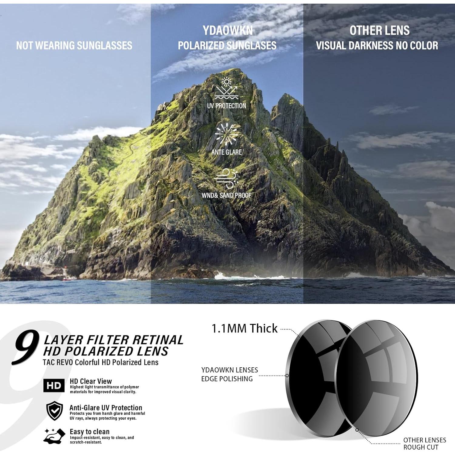 Gafas de sol polarizadas YDAOWKN UV para hombres - 57mm