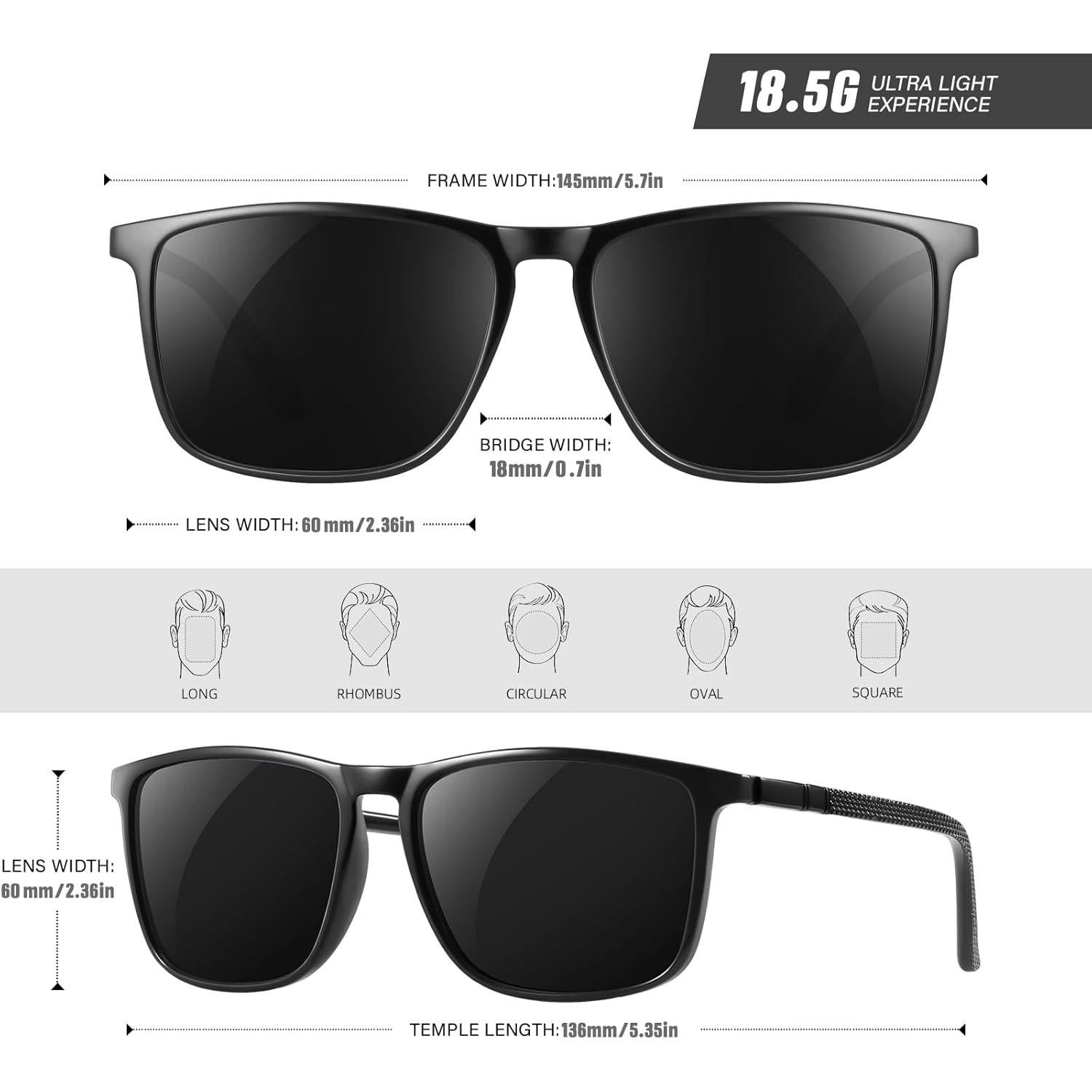 Gafas de sol polarizadas YDAOWKN UV para hombres - 57mm