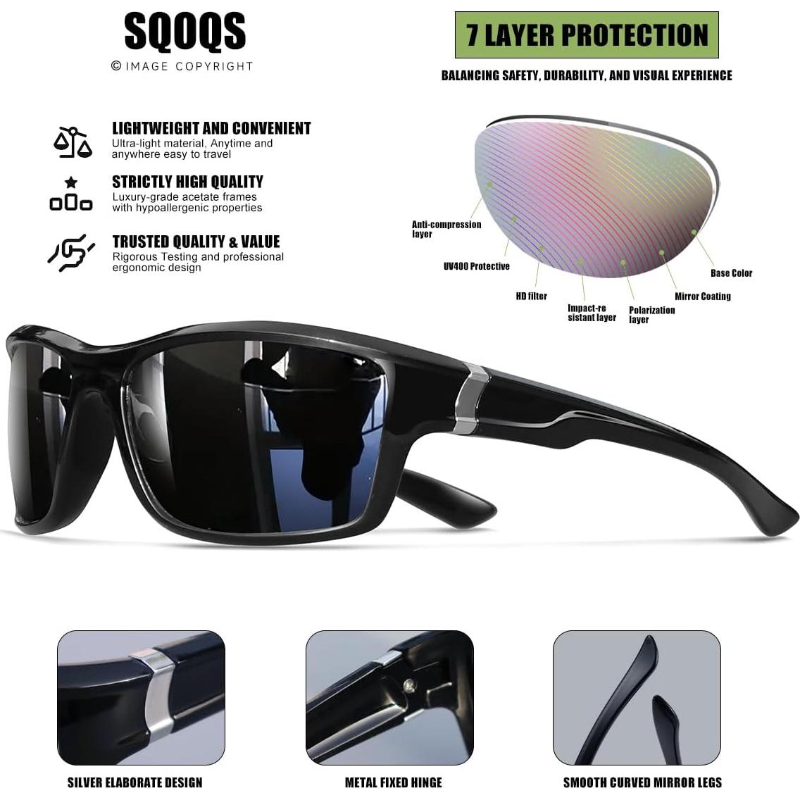 Gafas de sol polarizadas SQOQS unisex 3 pack - UV400