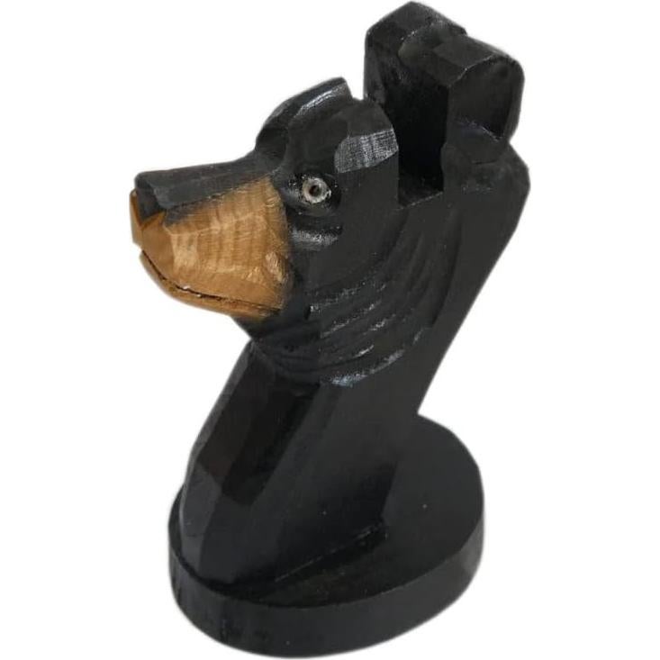 Soporte de Gafas de Madera Tallada a Mano Oso Negro