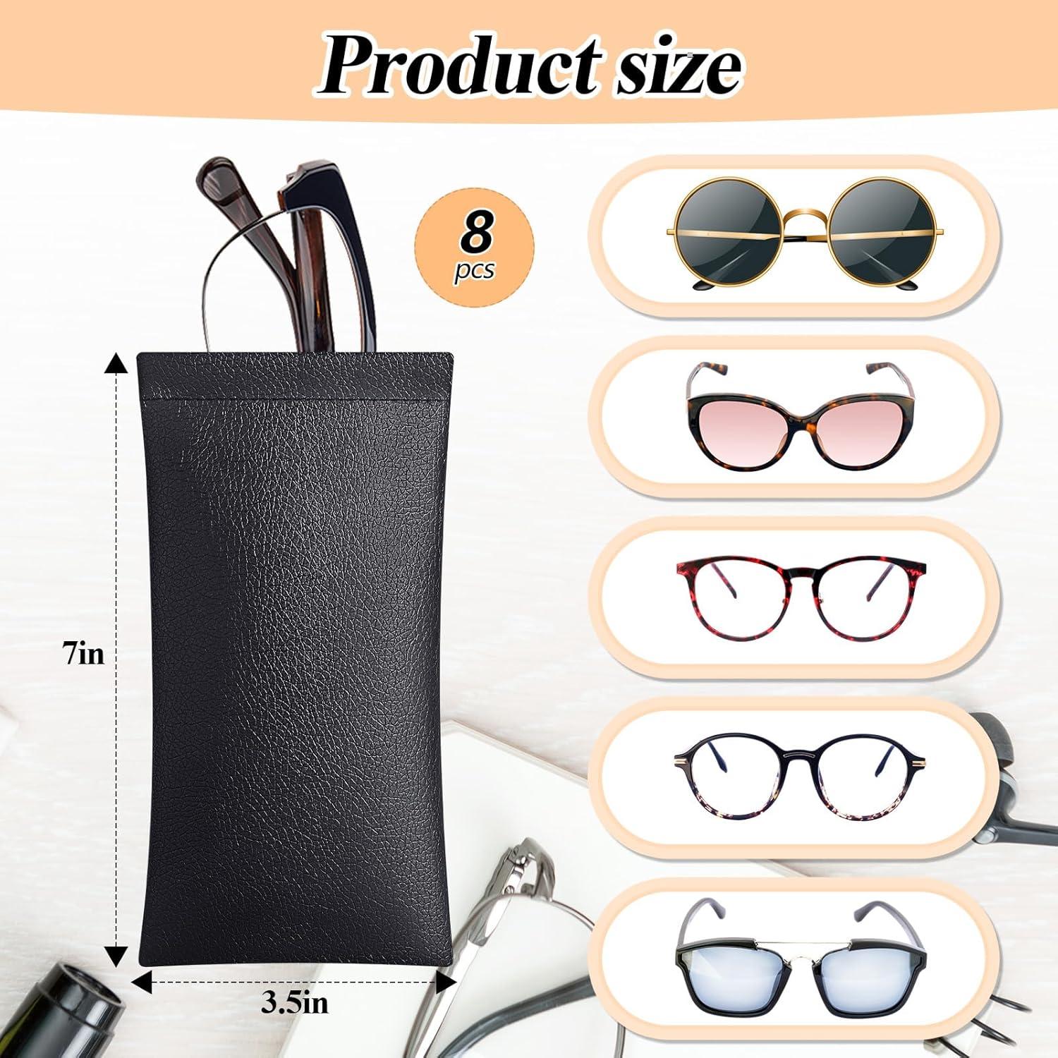 Funda de Cuero PU para Gafas Xuhal - 8 Piezas, Negro