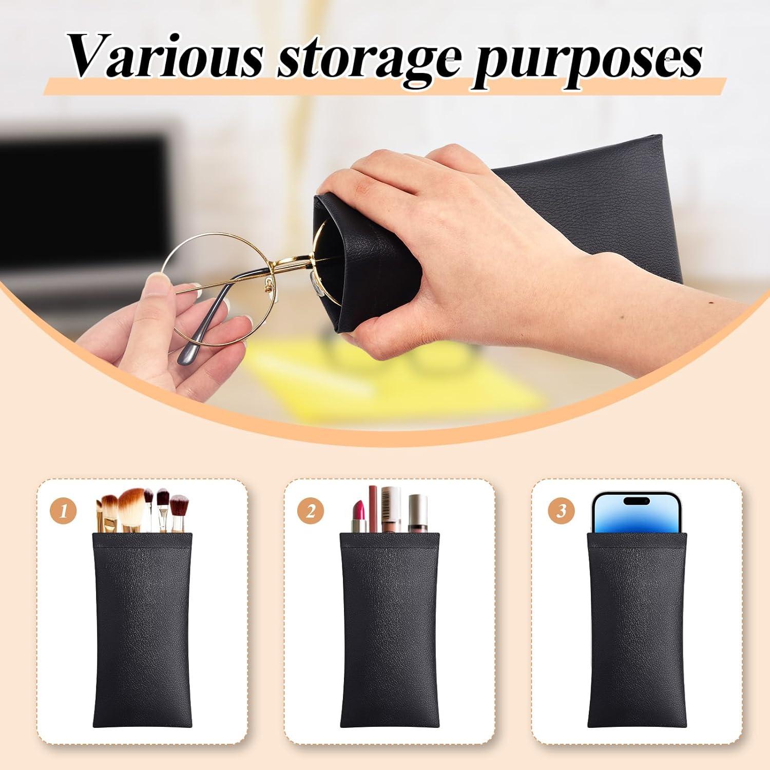 Funda de Cuero PU para Gafas Xuhal - 8 Piezas, Negro