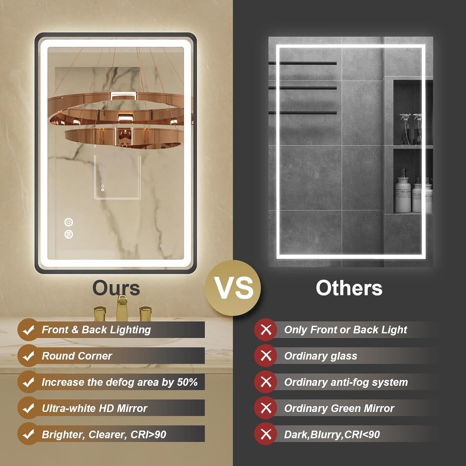 Espejo de Baño LED Jing Yi Ming Jing 50x71 cm Negro