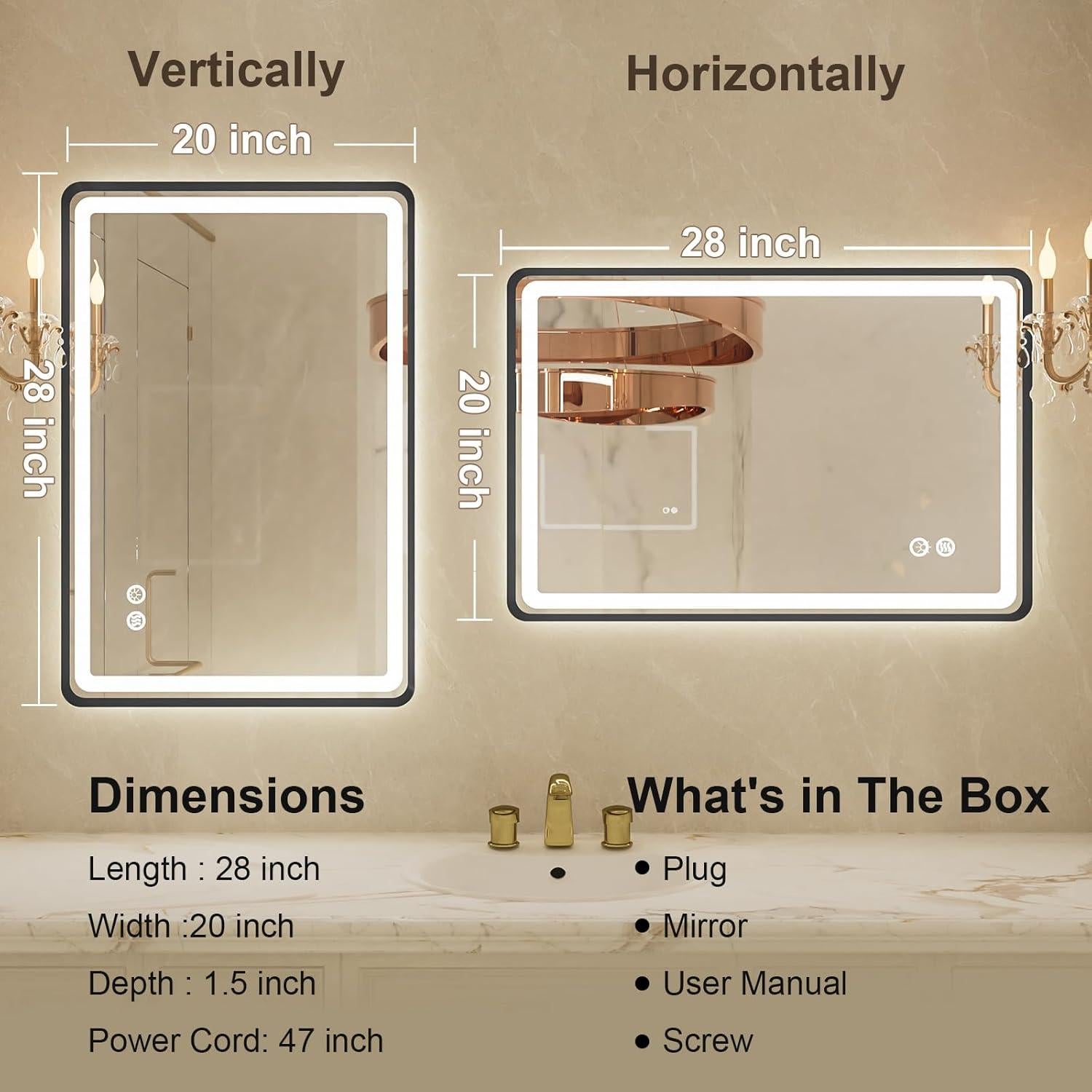 Espejo de Baño LED Jing Yi Ming Jing 50x71 cm Negro