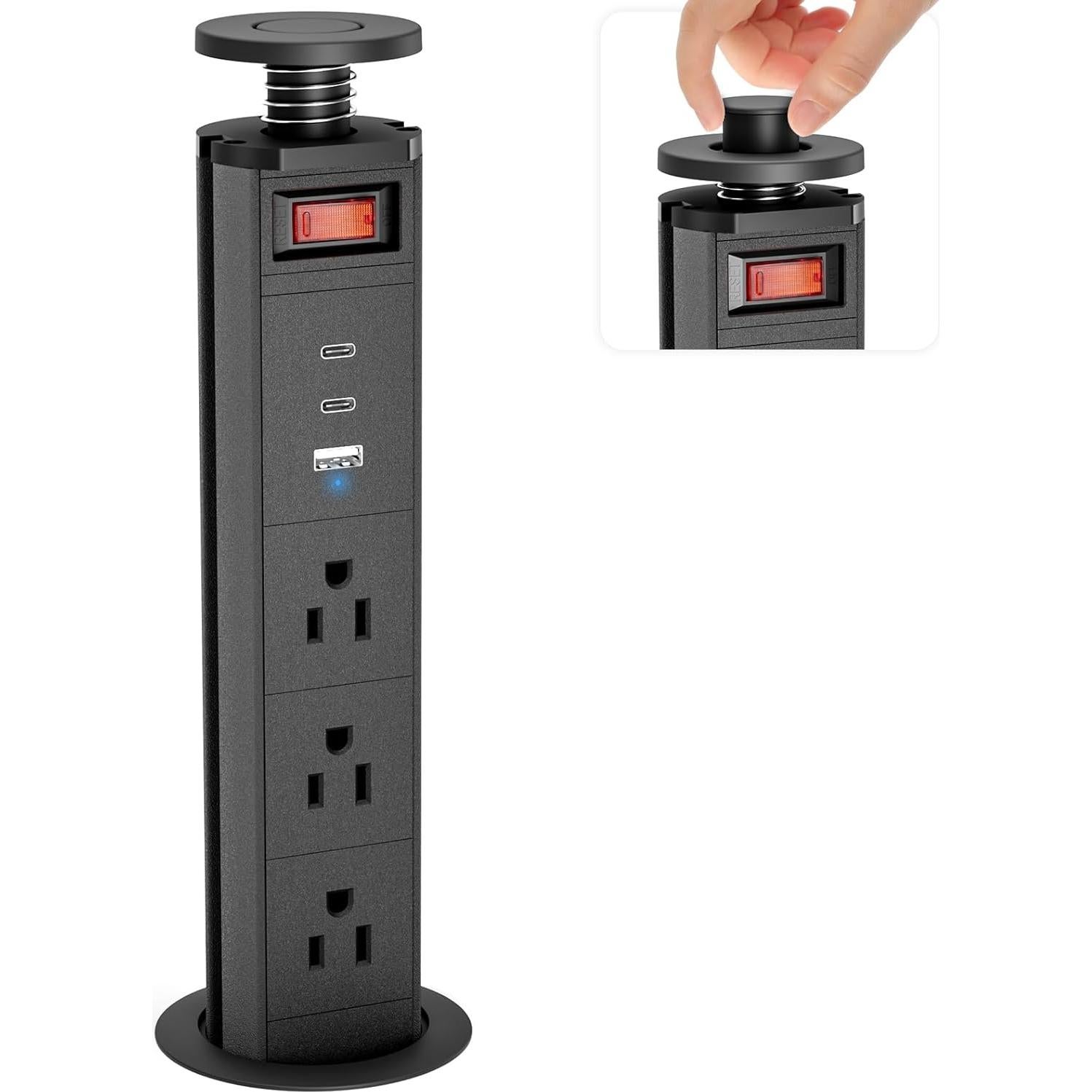 Outlet Emergente Sussex con 3 Salidas AC y 3 Puertos USB