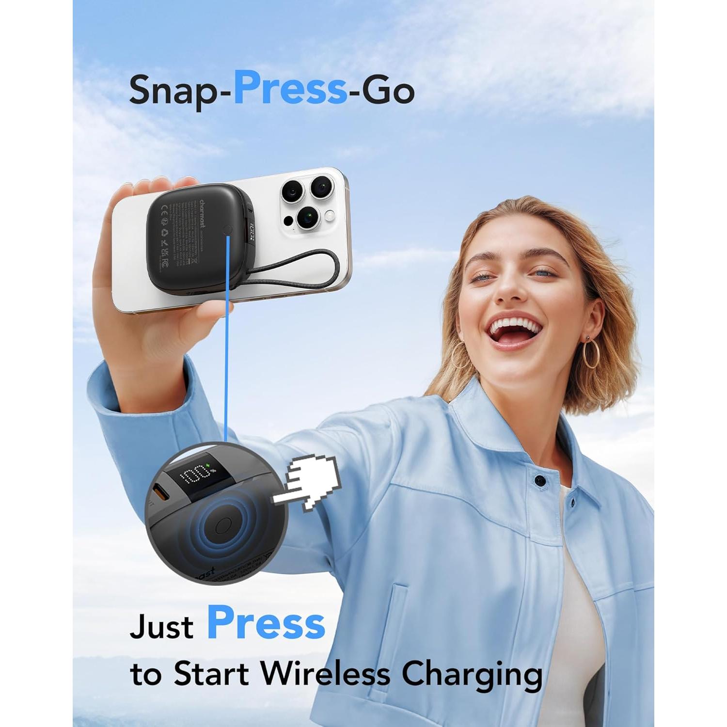 Banco de Poder Inalámbrico Magnético Charmast 10000mAh 20W