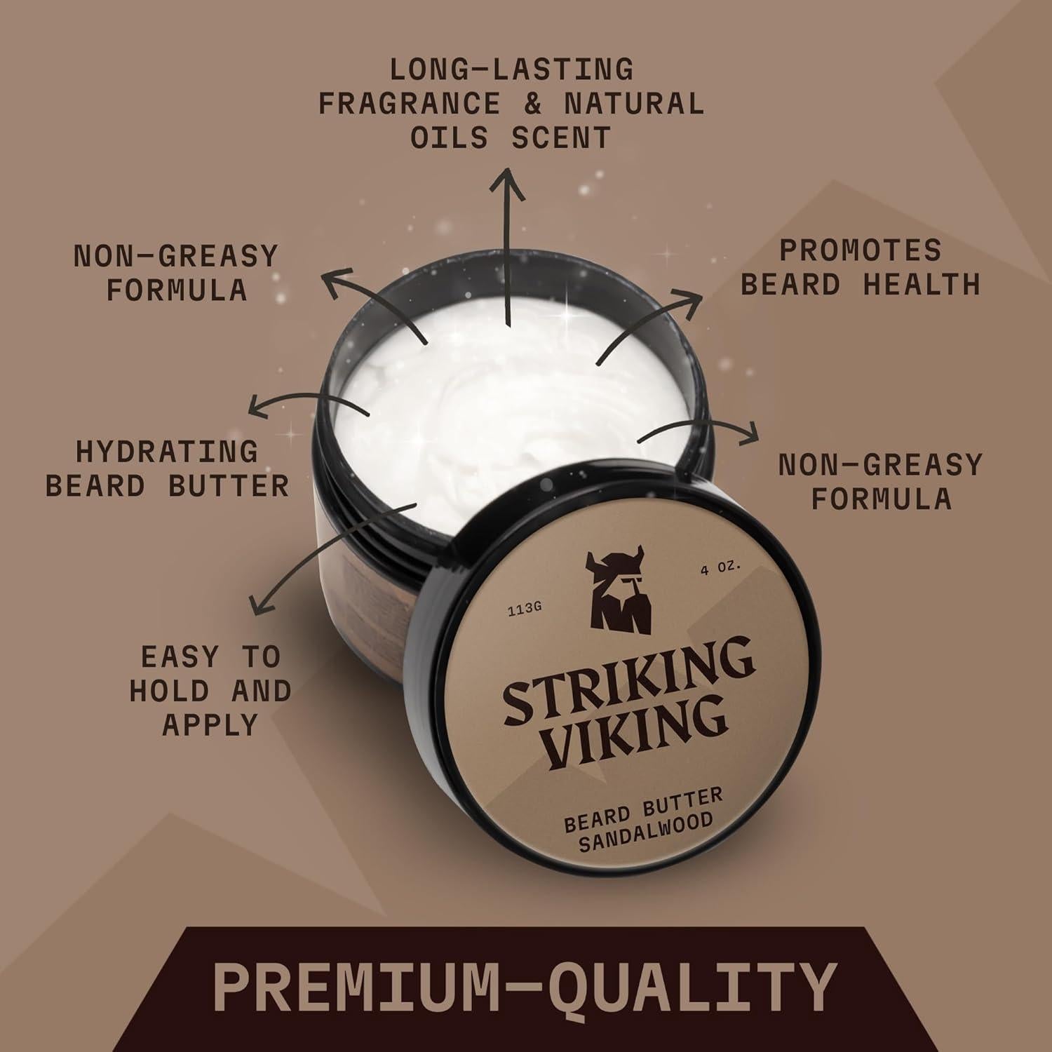 Acondicionador de Barba Striking Viking Sándalo 113g - Hidratante Natural