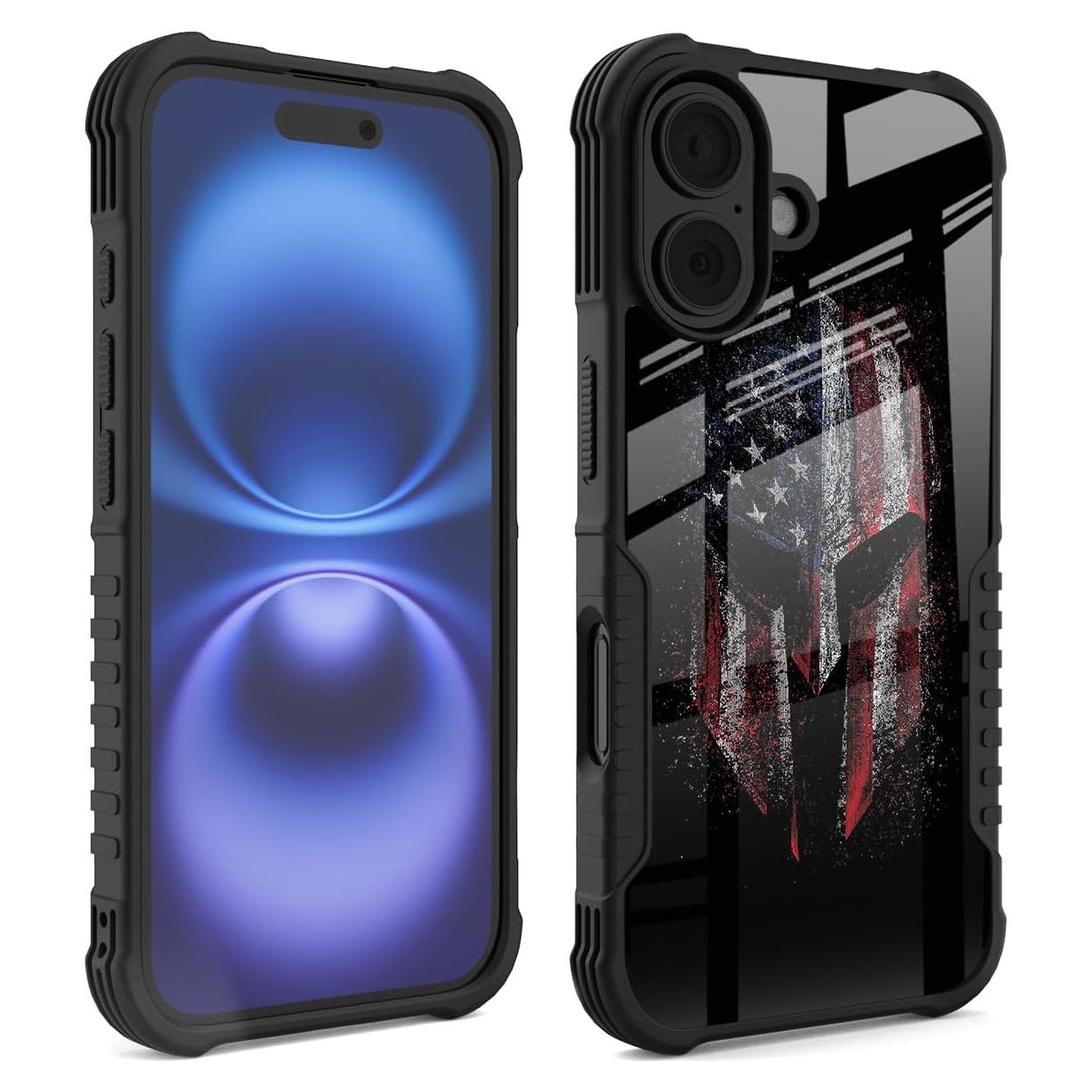 Funda protectora POCOOA para iPhone 16 - Diseño bandera americana