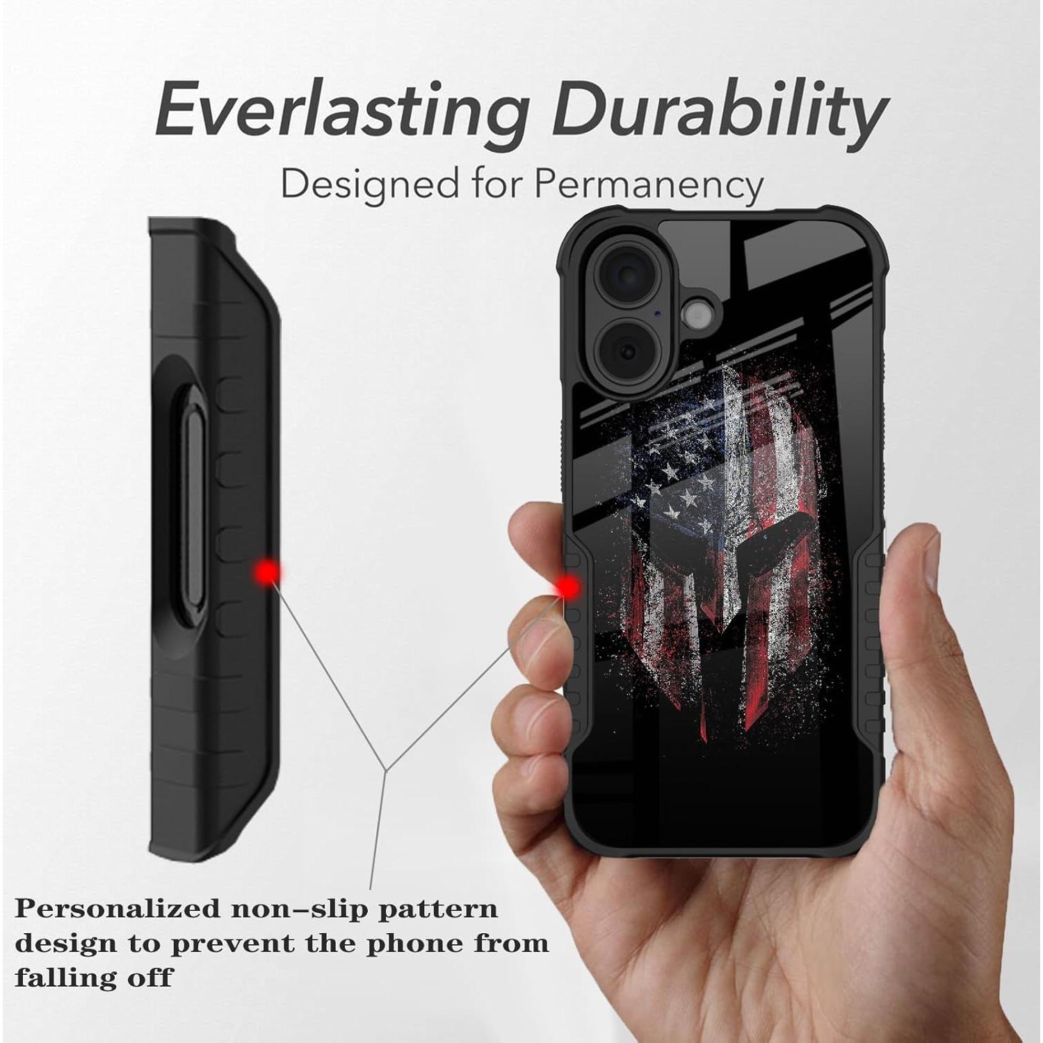 Funda protectora POCOOA para iPhone 16 - Diseño bandera americana