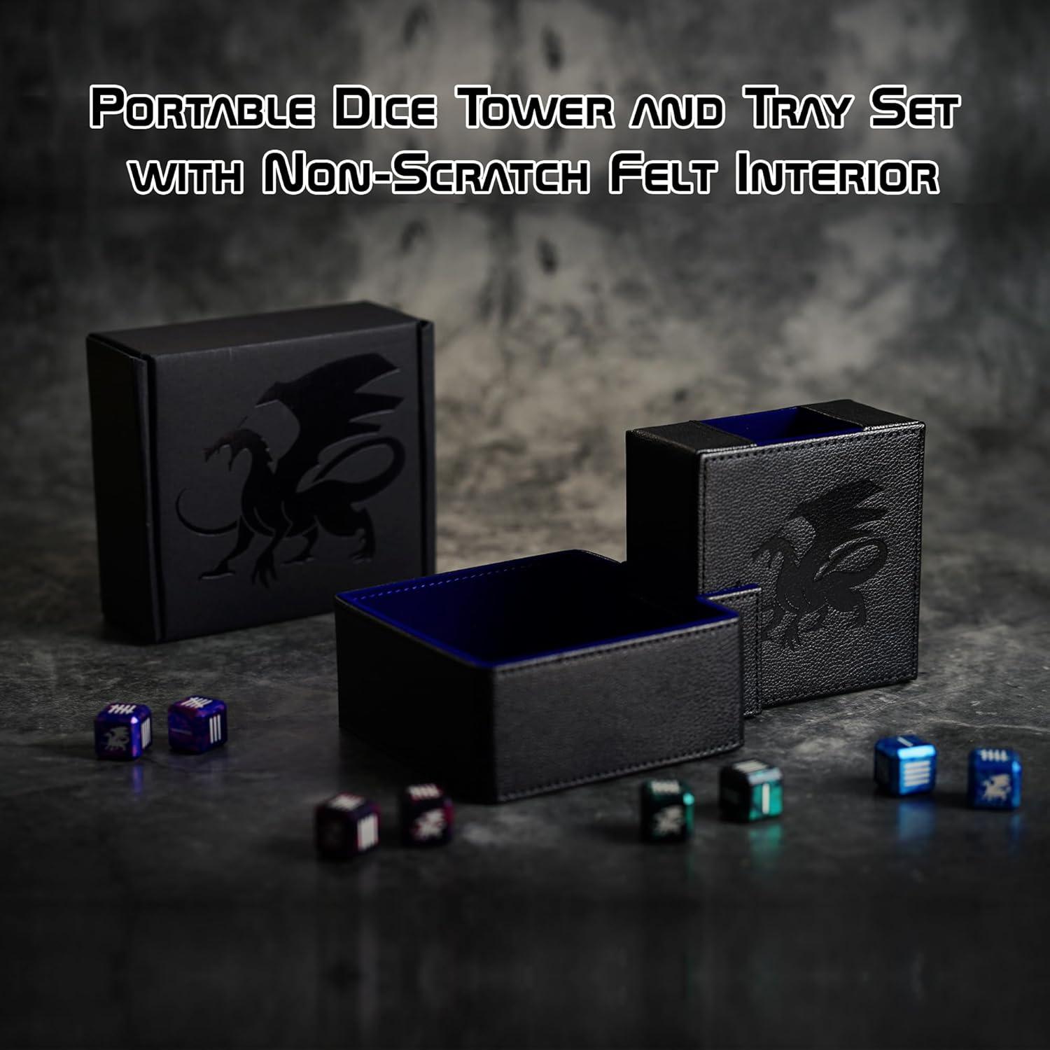 Torre de Dados Plegable AKO - Estuche de Cuero PU Azul