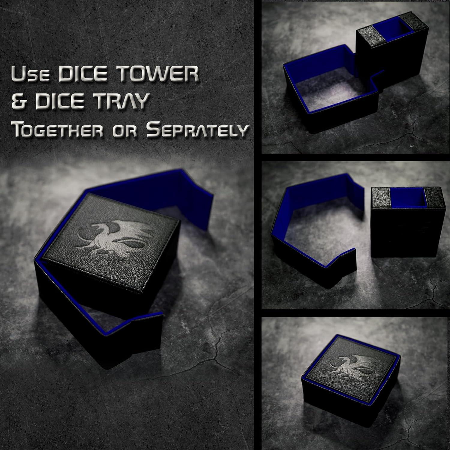 Torre de Dados Plegable AKO - Estuche de Cuero PU Azul