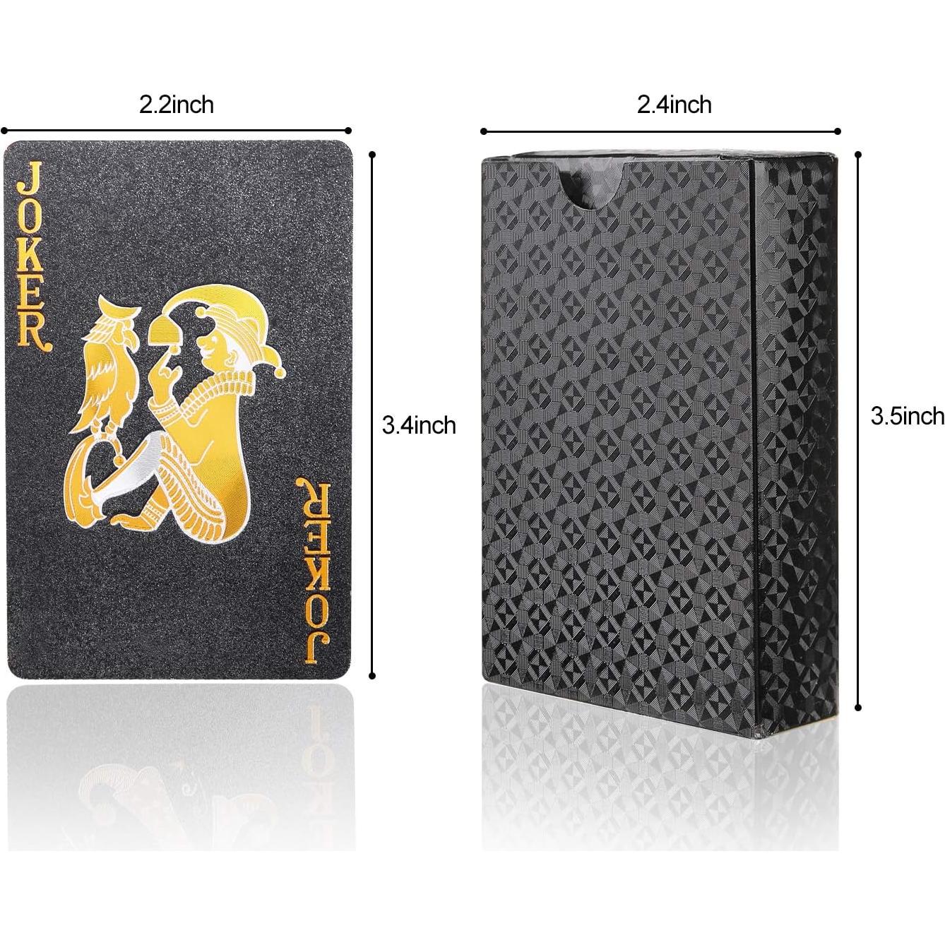 Cartas de Poker Impermeables Joyoldelf Negro-Dorado 52+2