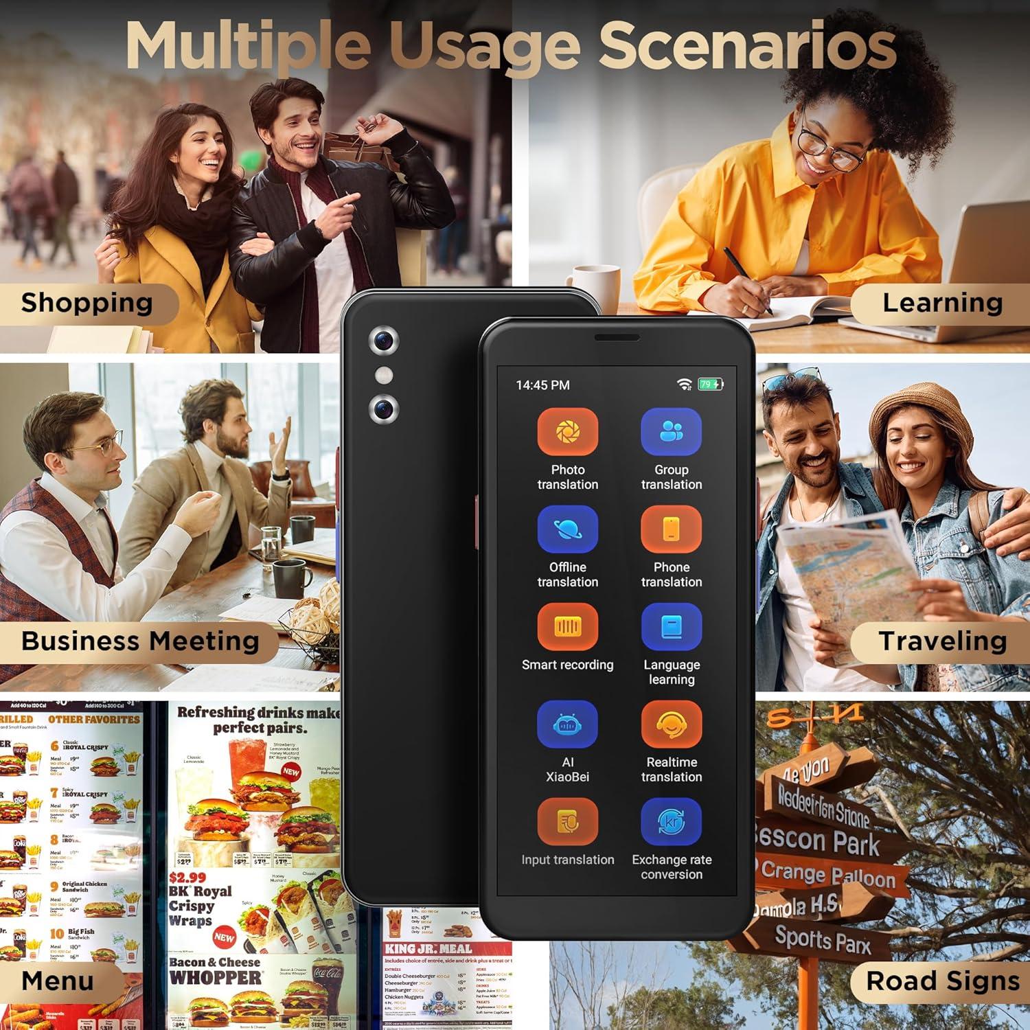 Traductor de Lenguaje AI BEIBO A60 Pantalla Táctil 6" Negro