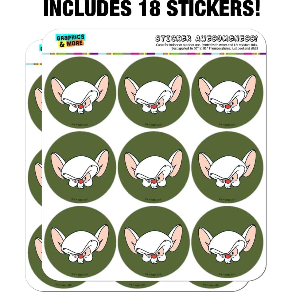 Stickers Pinky y el Cerebro - 18 Stickers Mate Reposicionables