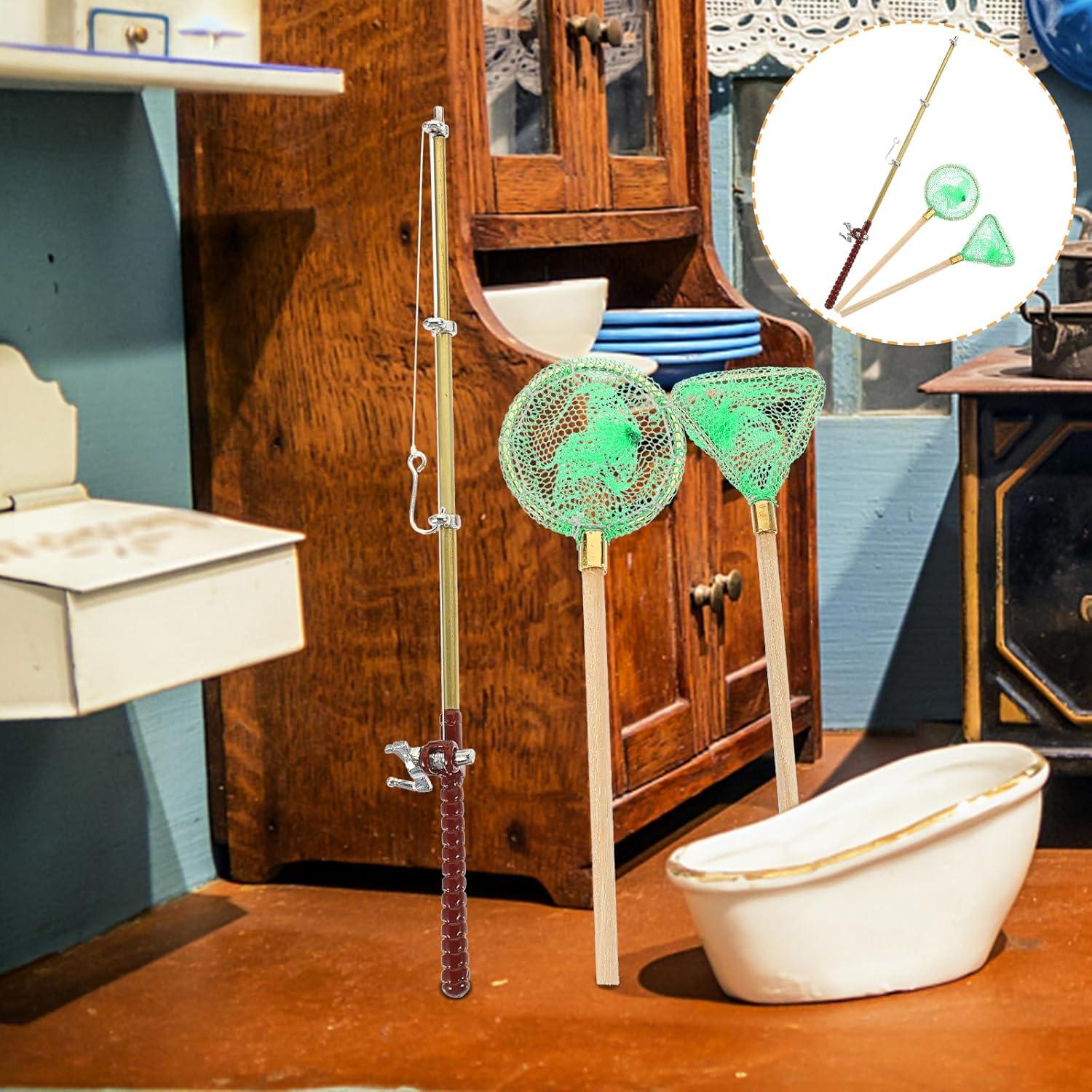 Juego de Caña de Pesca Miniatura y Red Toddmomy Azul-Cielo