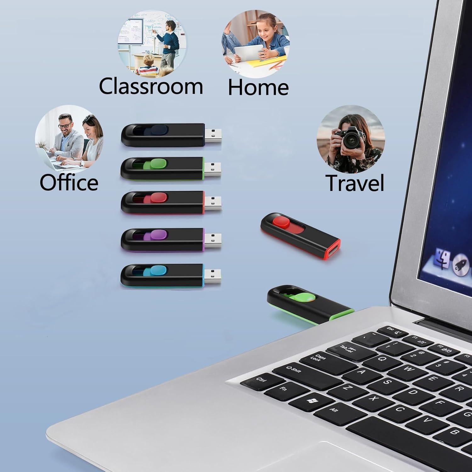 Paquete de 10 unidades USB 2.0 MAKACTUA 8GB colores variados