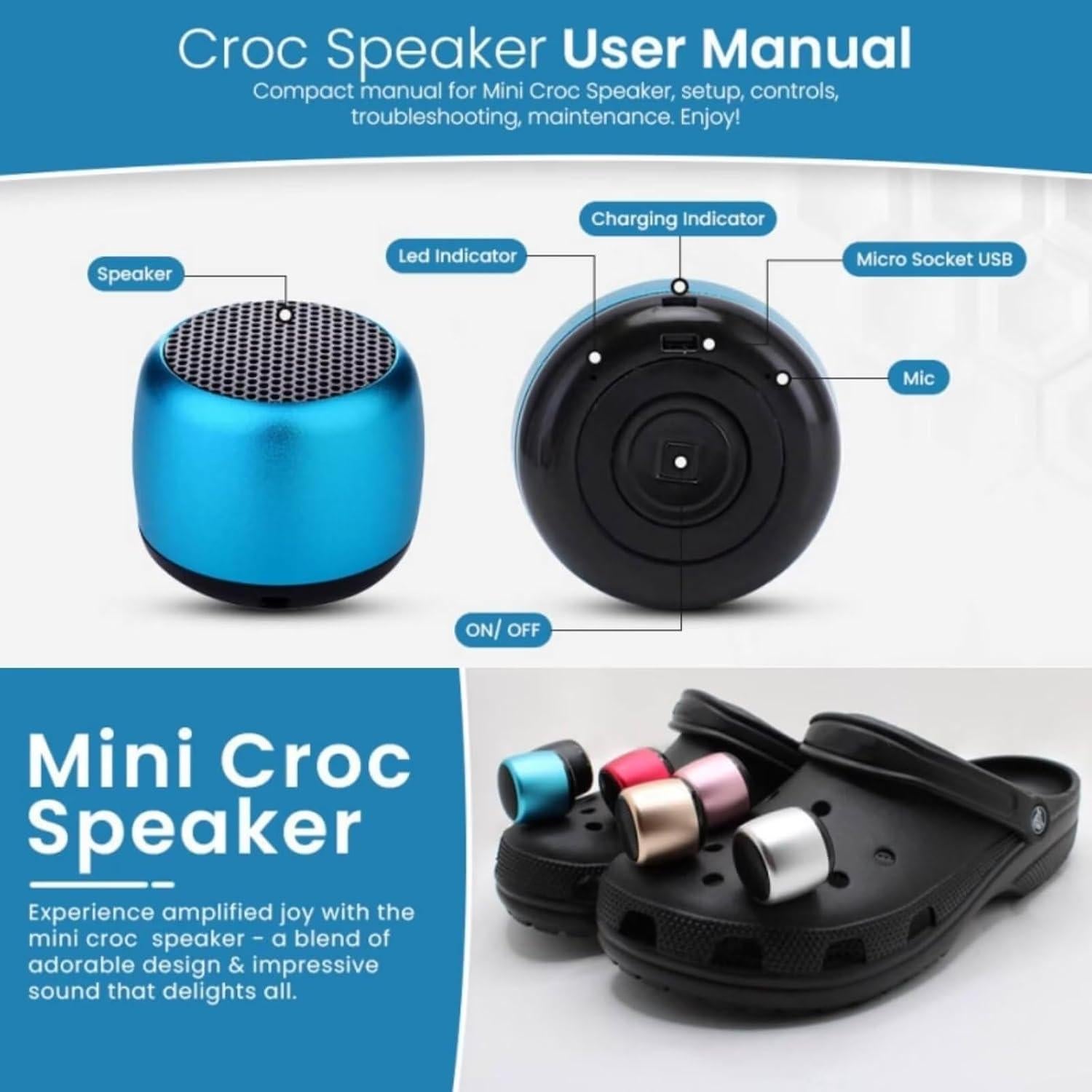 Altavoz Mini Bluetooth UUEENN para Clog Negro - Portátil
