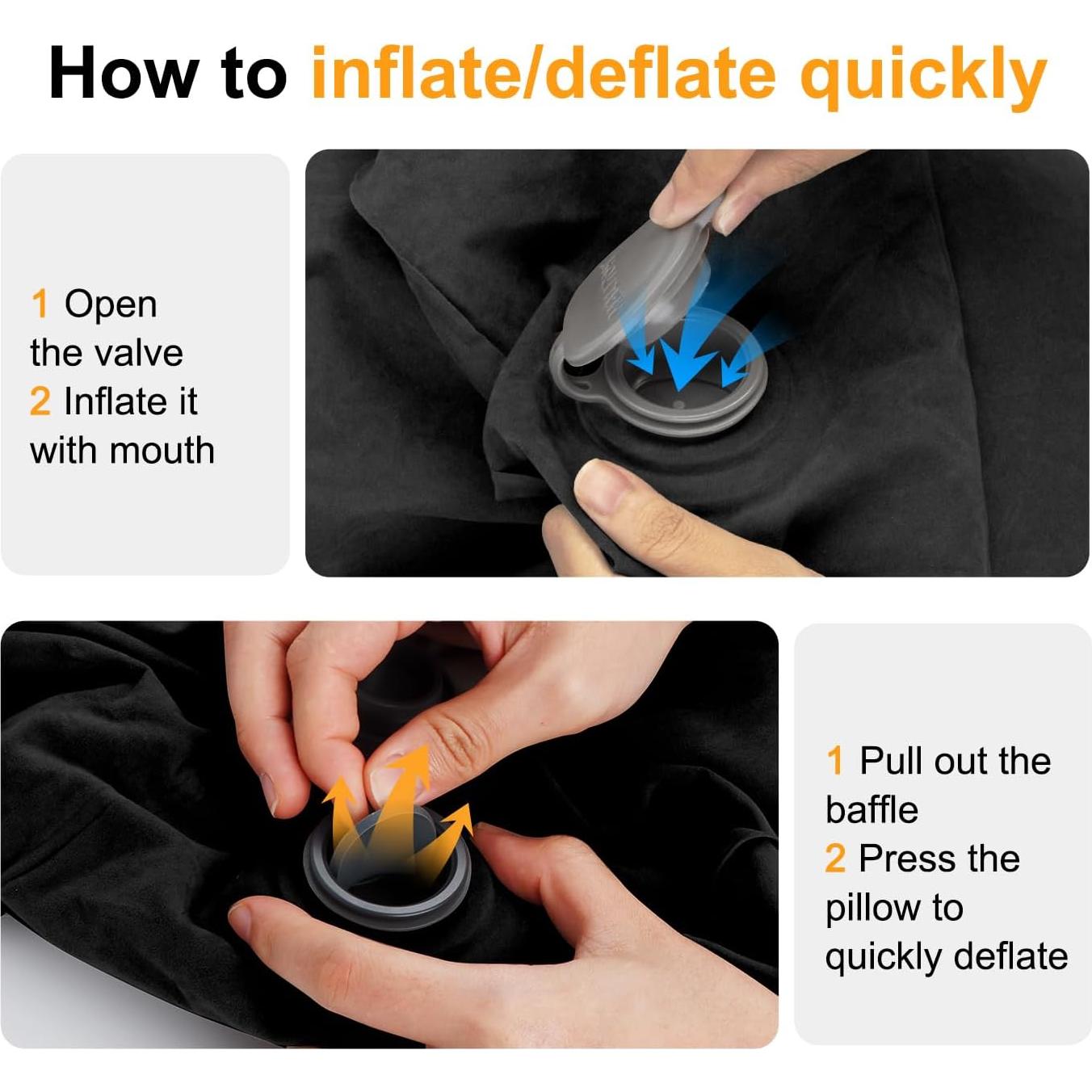 Almohada Inflable de Descanso para Pies Maliton - Negro, 1 Paquete