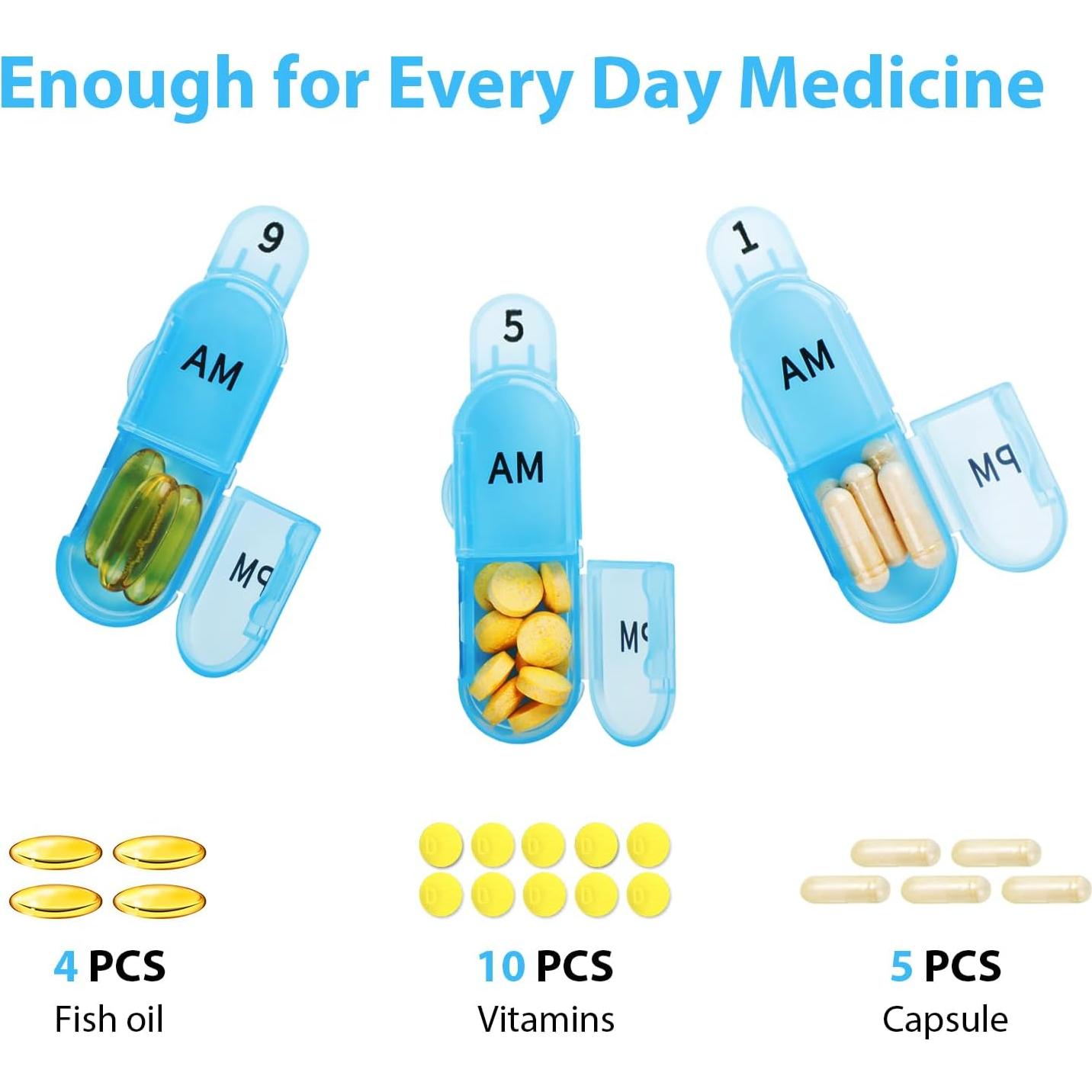 Organizador de Pastillas Mensual Daviky 30 Días AM PM Azul