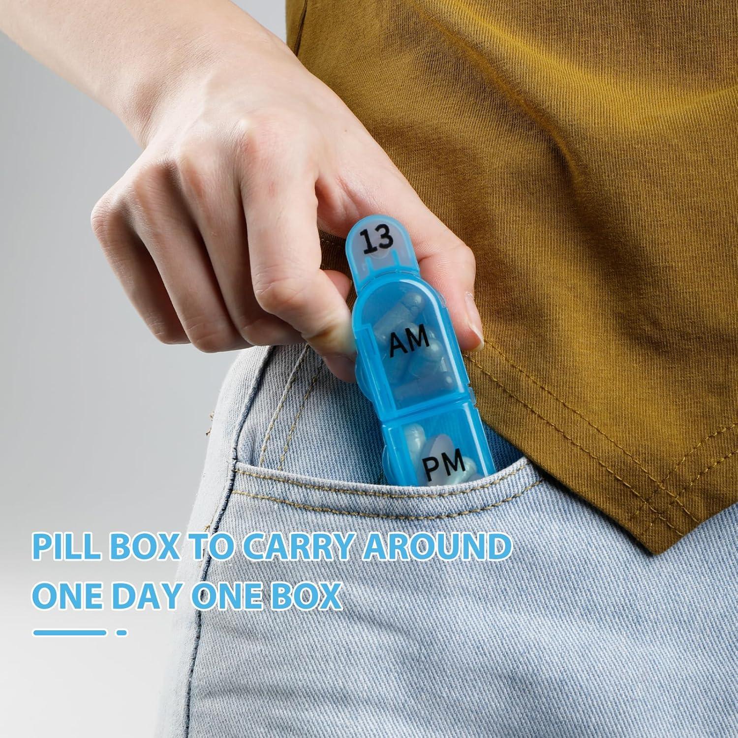 Organizador de Pastillas Mensual Daviky 30 Días AM PM Azul