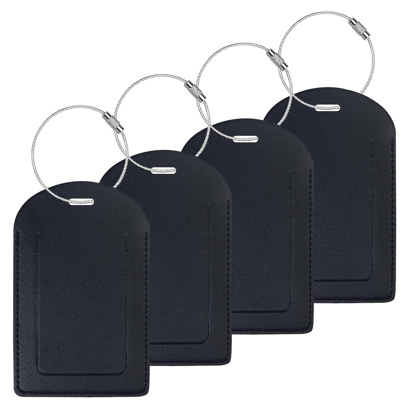 Etiquetas de Equipaje Gloppie 4 Piezas Cuero PU Negra