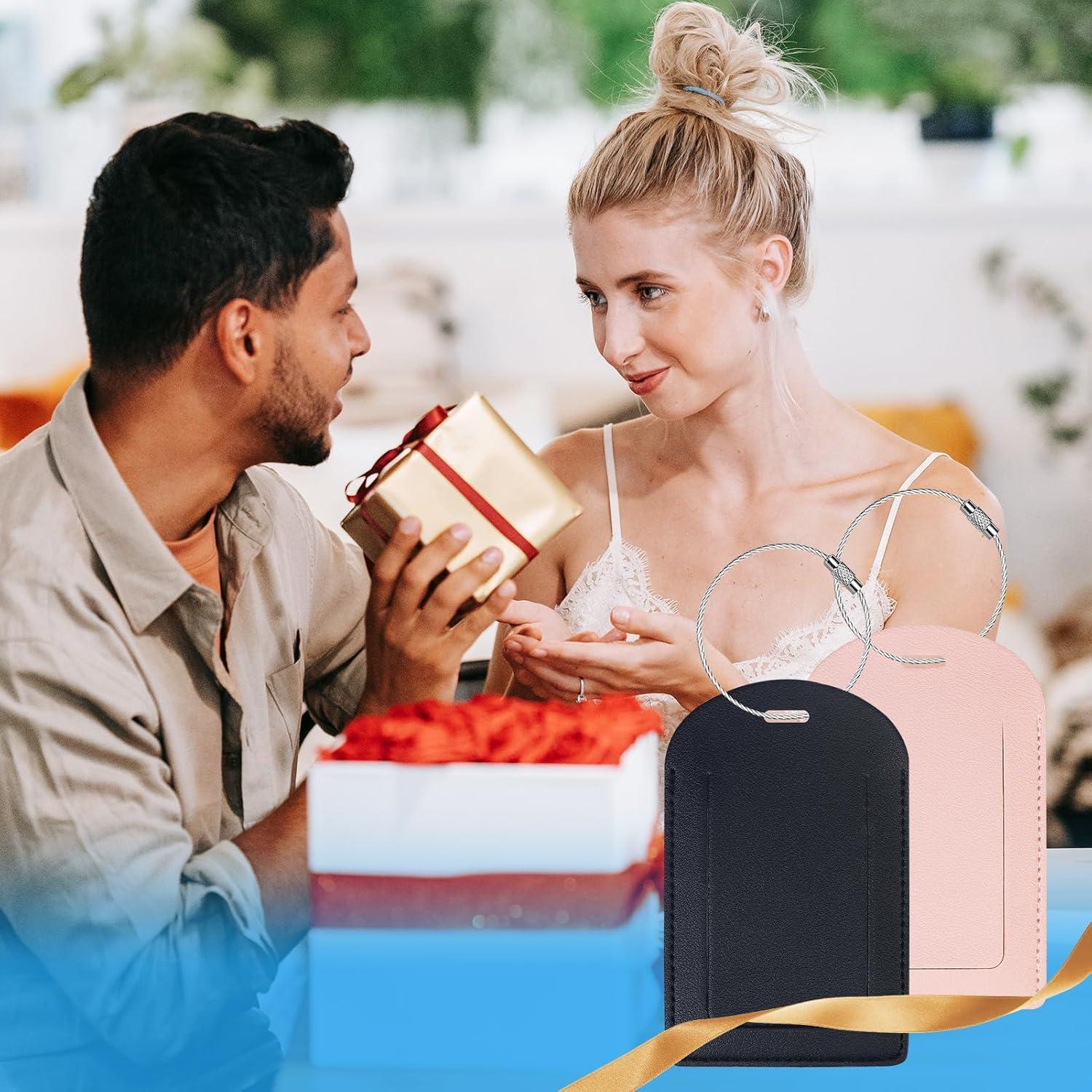 Etiquetas de Equipaje Gloppie 4 Piezas Cuero PU Negra