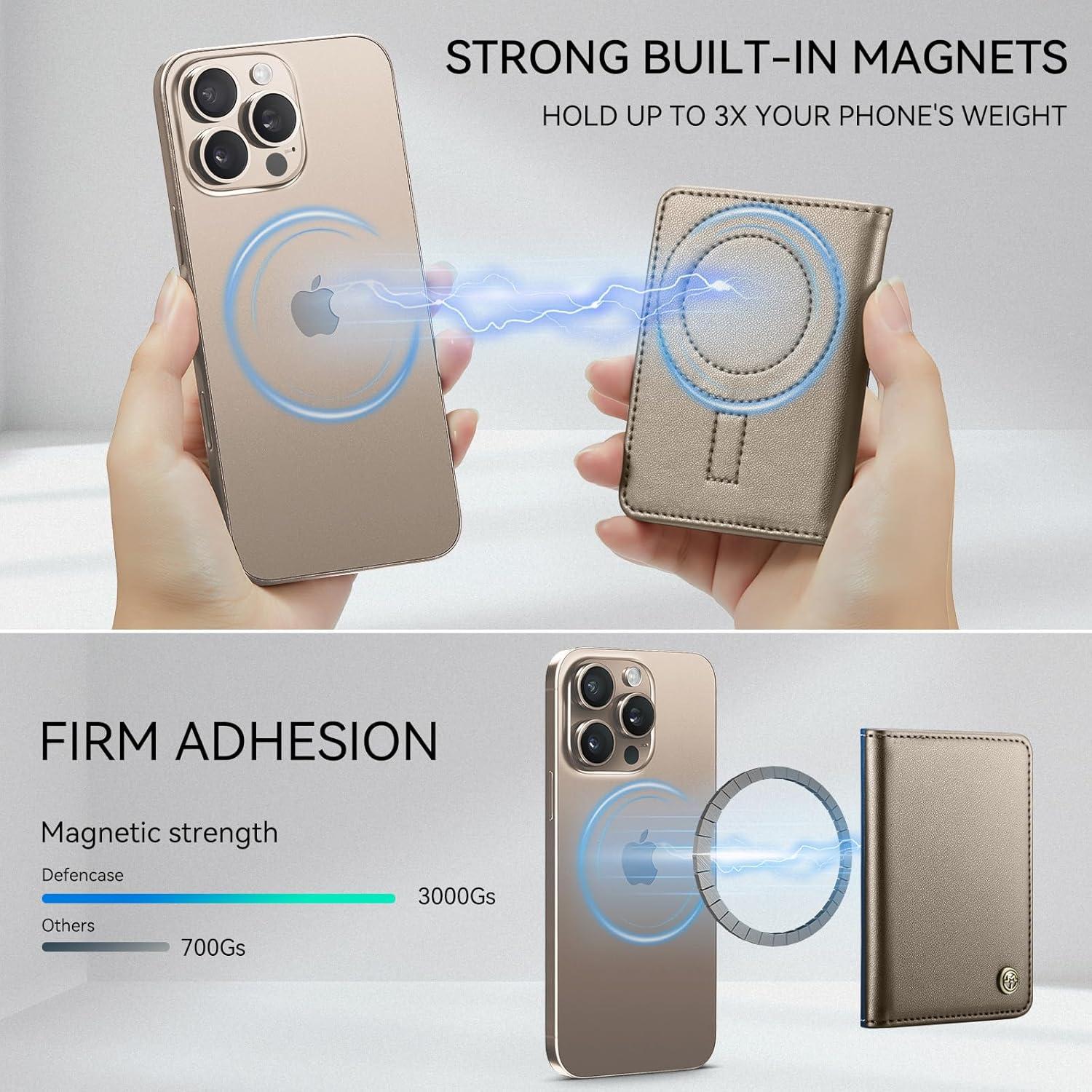 Cartera Magnética Defencase para iPhone 16/15/14/13/12, Titanio