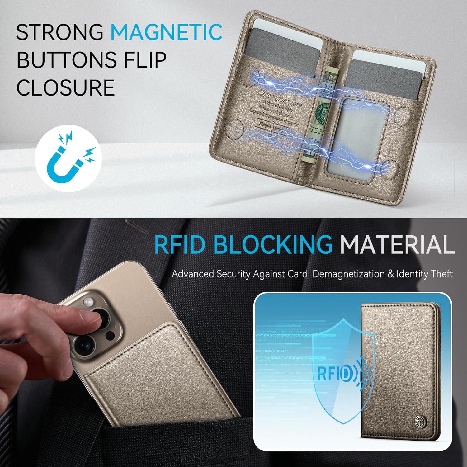 Cartera Magnética Defencase para iPhone 16/15/14/13/12, Titanio