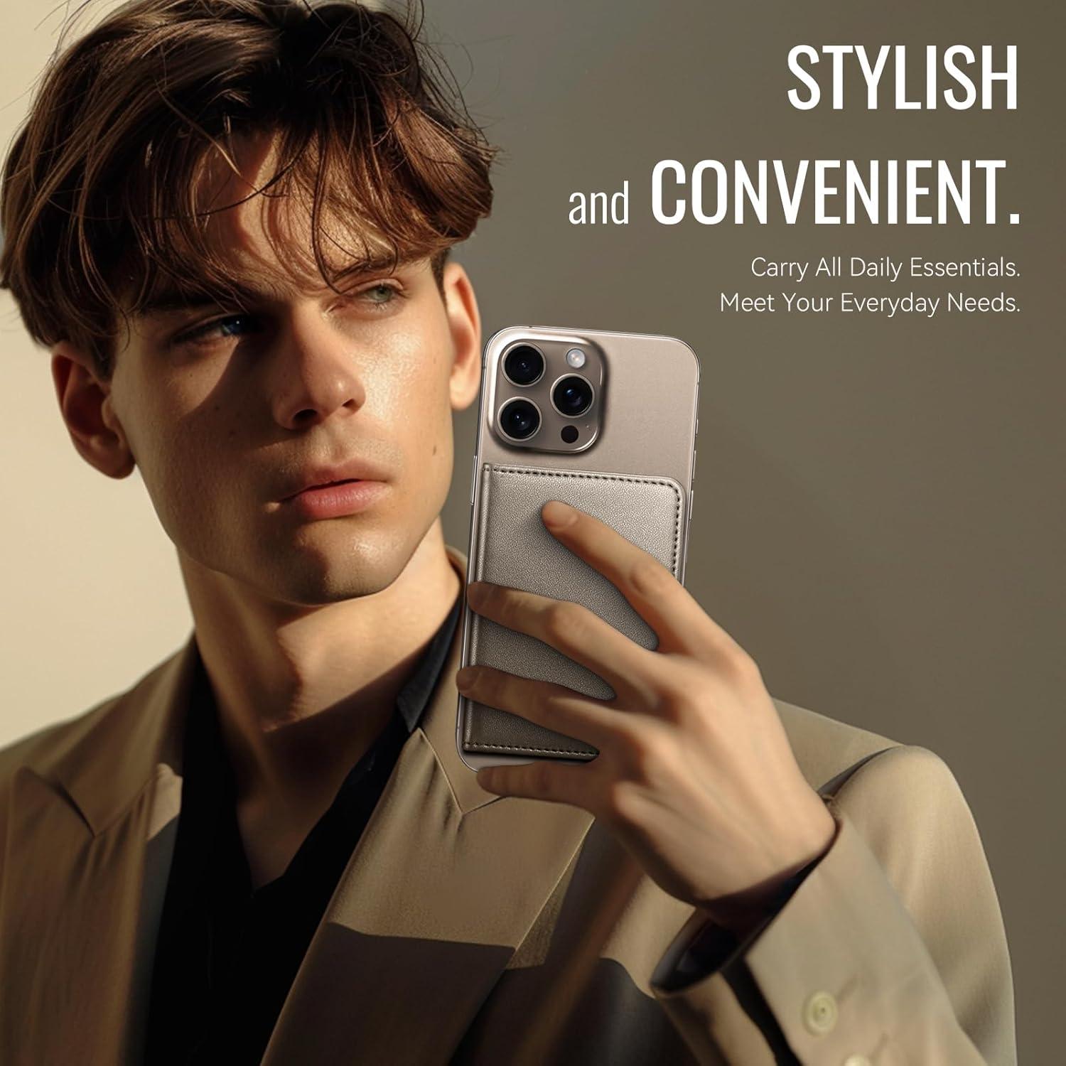 Cartera Magnética Defencase para iPhone 16/15/14/13/12, Titanio