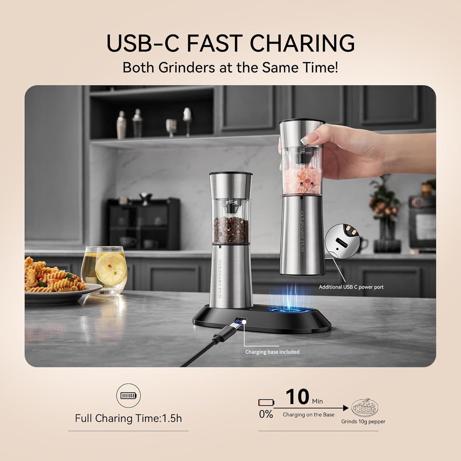 Juego de Molinillos Eléctricos de Sal y Pimienta CULINARY FUN 2 Pzs