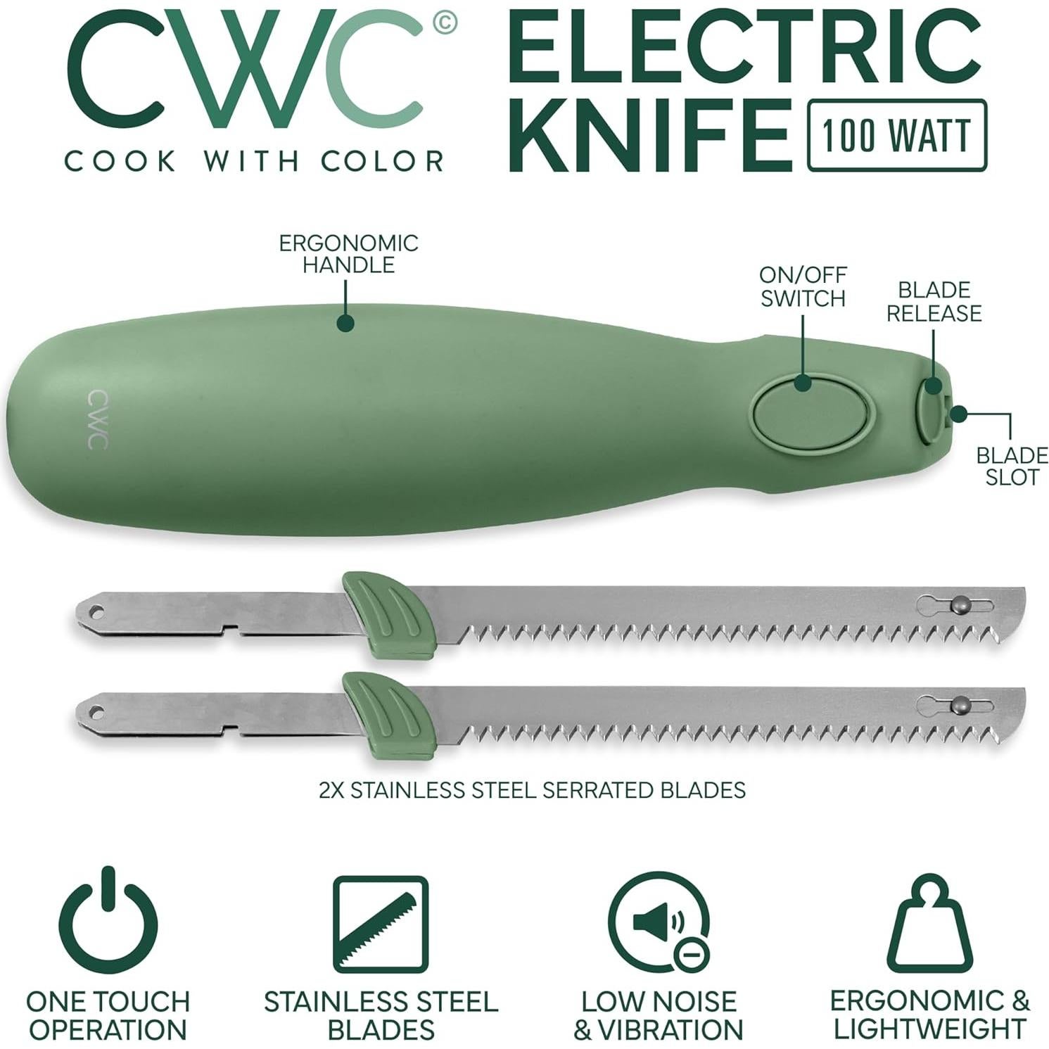 Cuchillo Eléctrico COOK WITH COLOR 100W Duales Cuchillas Inox